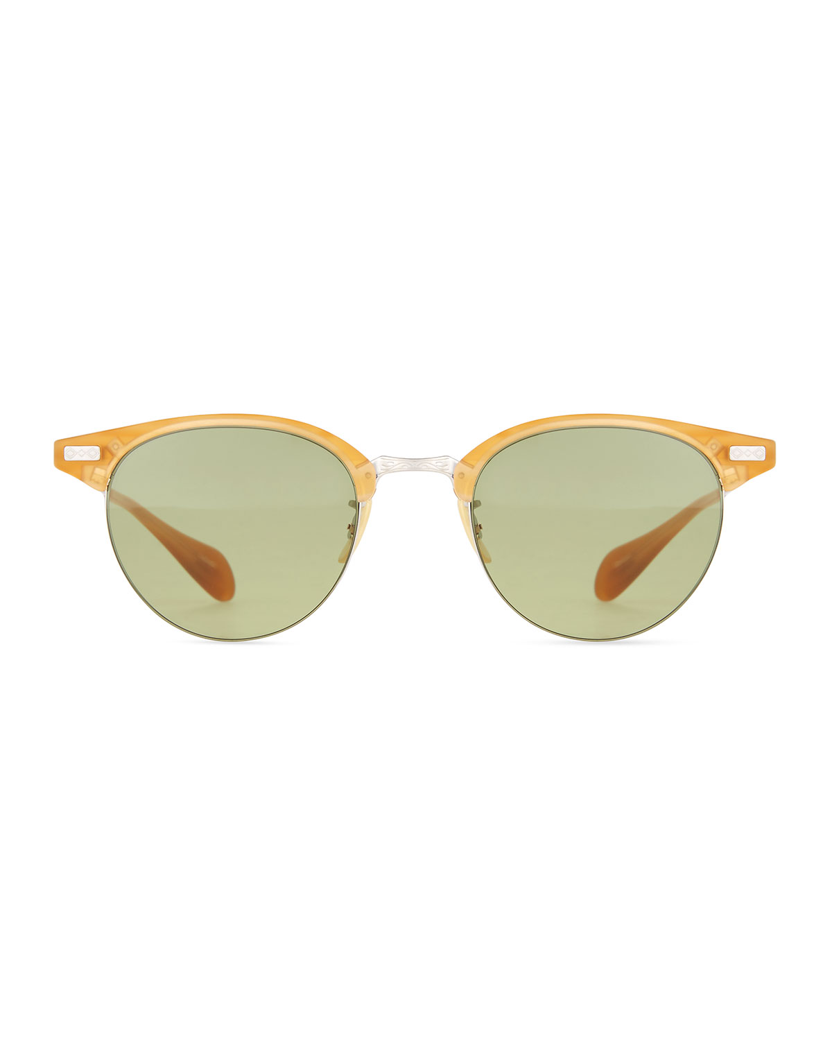 Executive II Half-Rim Sunglasses, Amber Tortoise