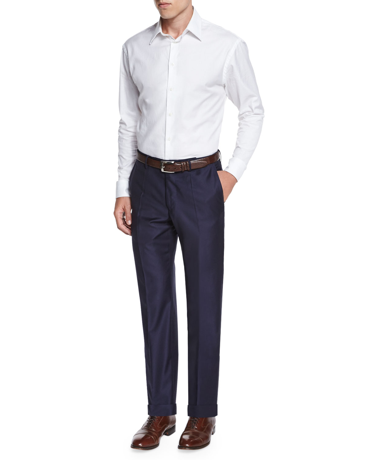Super 150s Wool/Cashmere Trousers, Navy