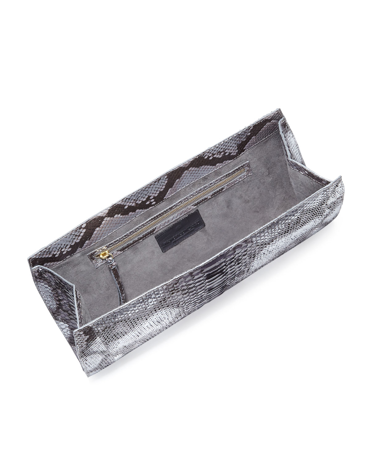 Metallic Python Slicer Clutch Bag