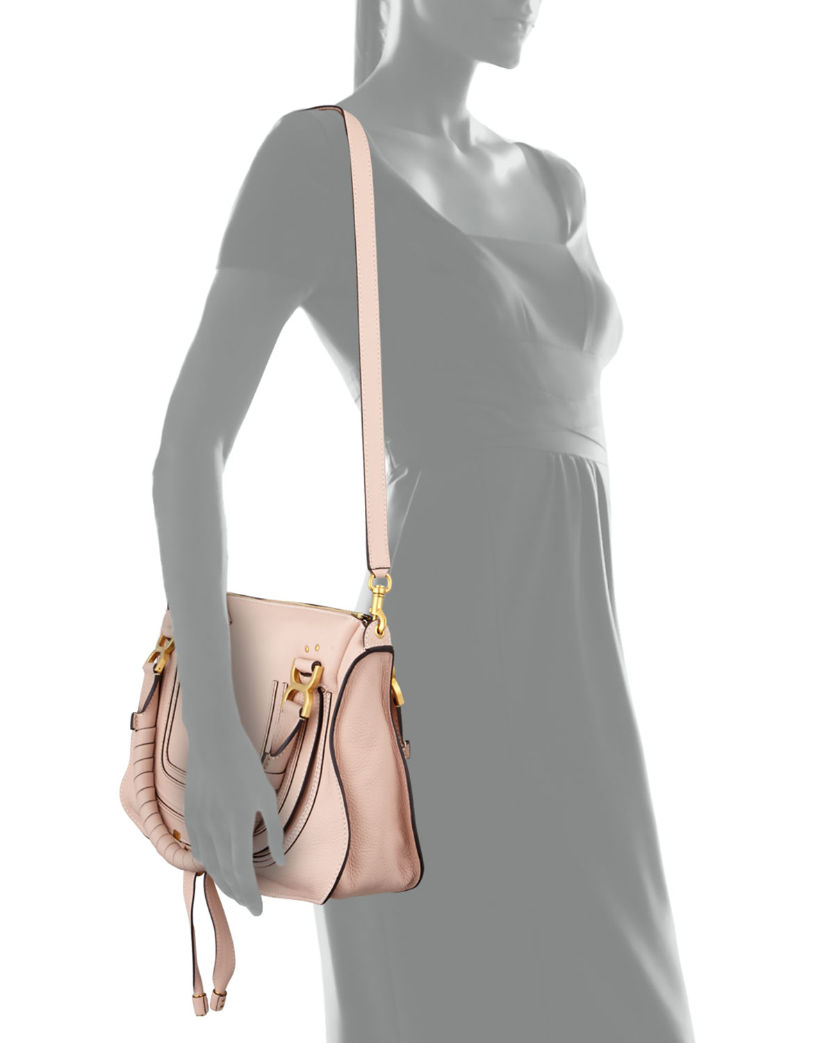 Marcie Medium Satchel Bag, Nude