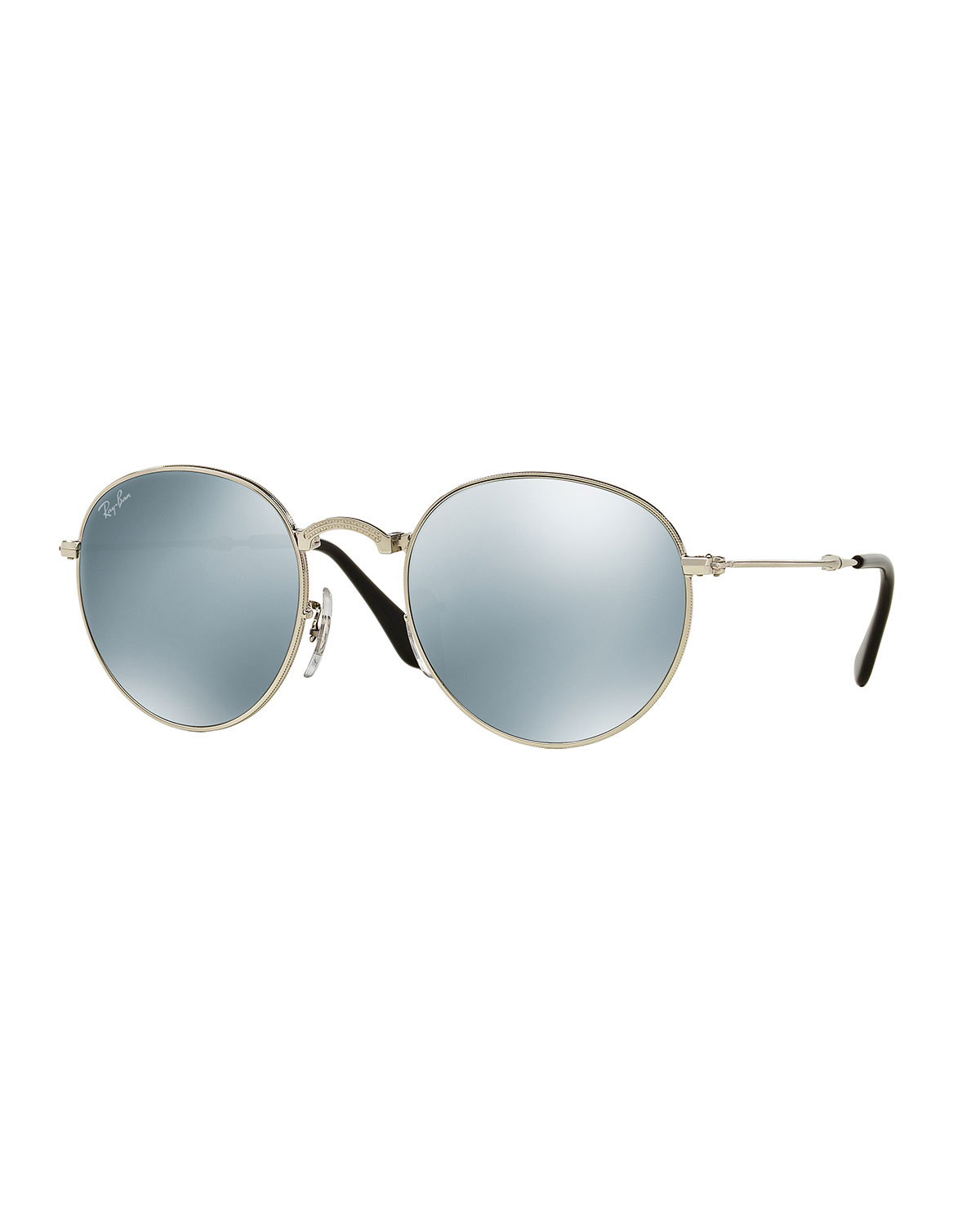 Men's Etched Round Mirrored Sunglasses