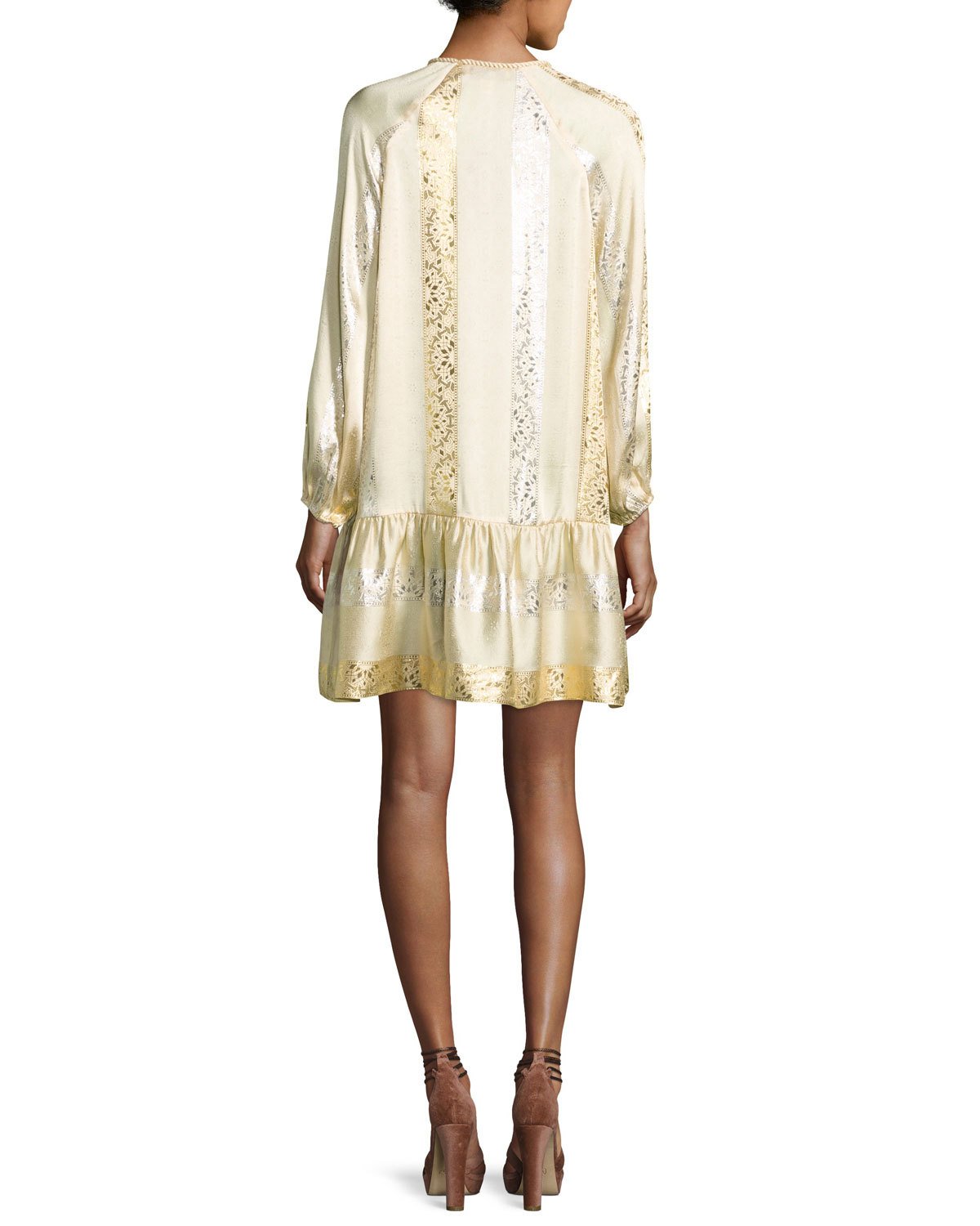 Roe Metallic Jacquard Shift Dress, Gold/Silver