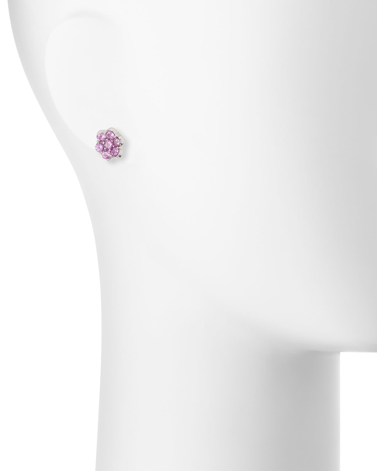 Platinum & Pink Sapphire Floral Stud Earrings