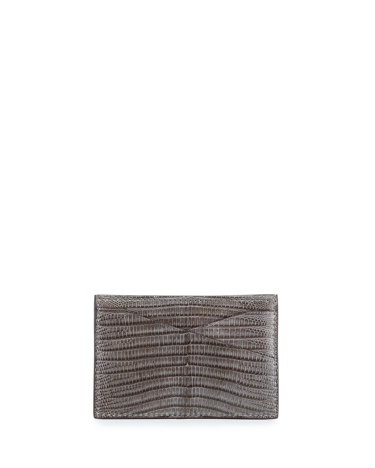 Lizard Leather Card Case, Gray