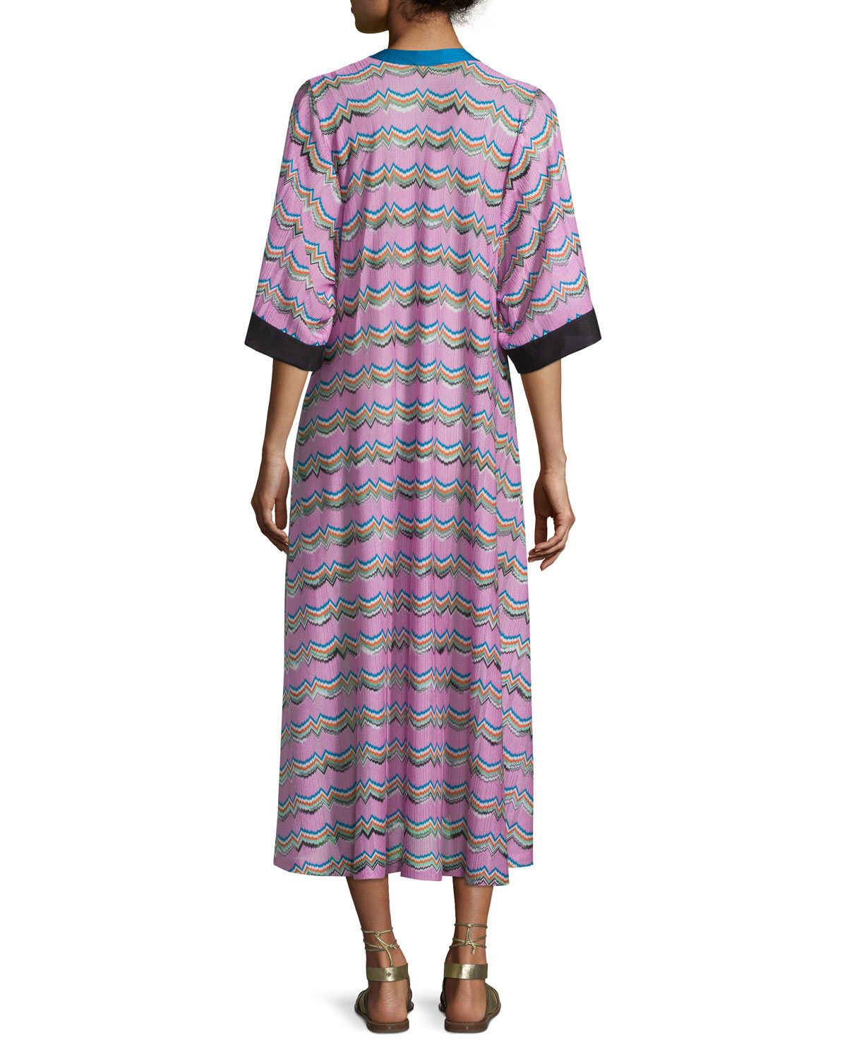 Zigzag-Print Midi-Length Caftan Coverup