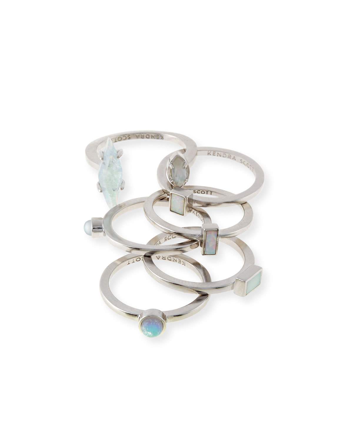 Phoebe Silvertone Stacking Rings, Set of 6