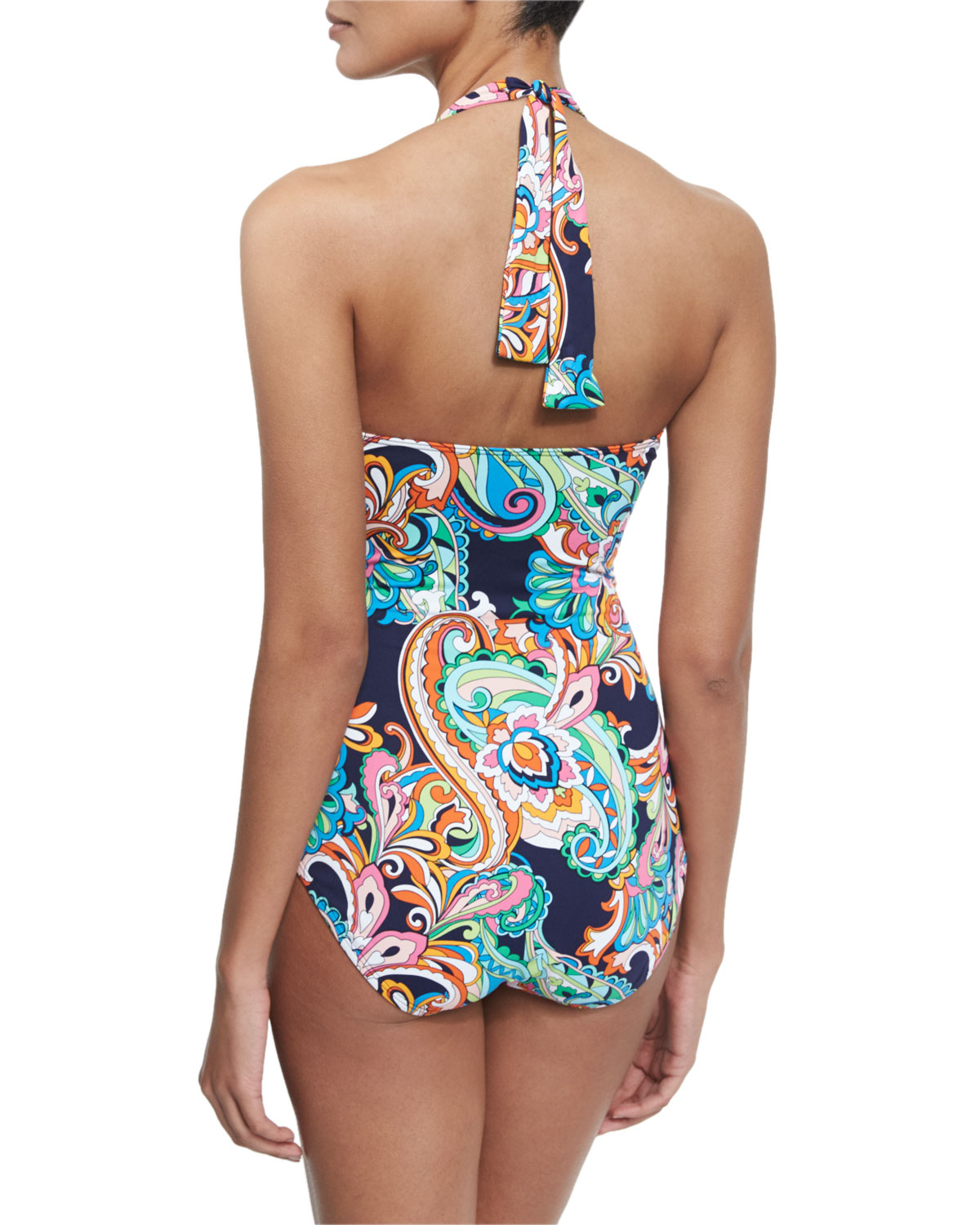 Printed Halter One-Piece Swimsuit