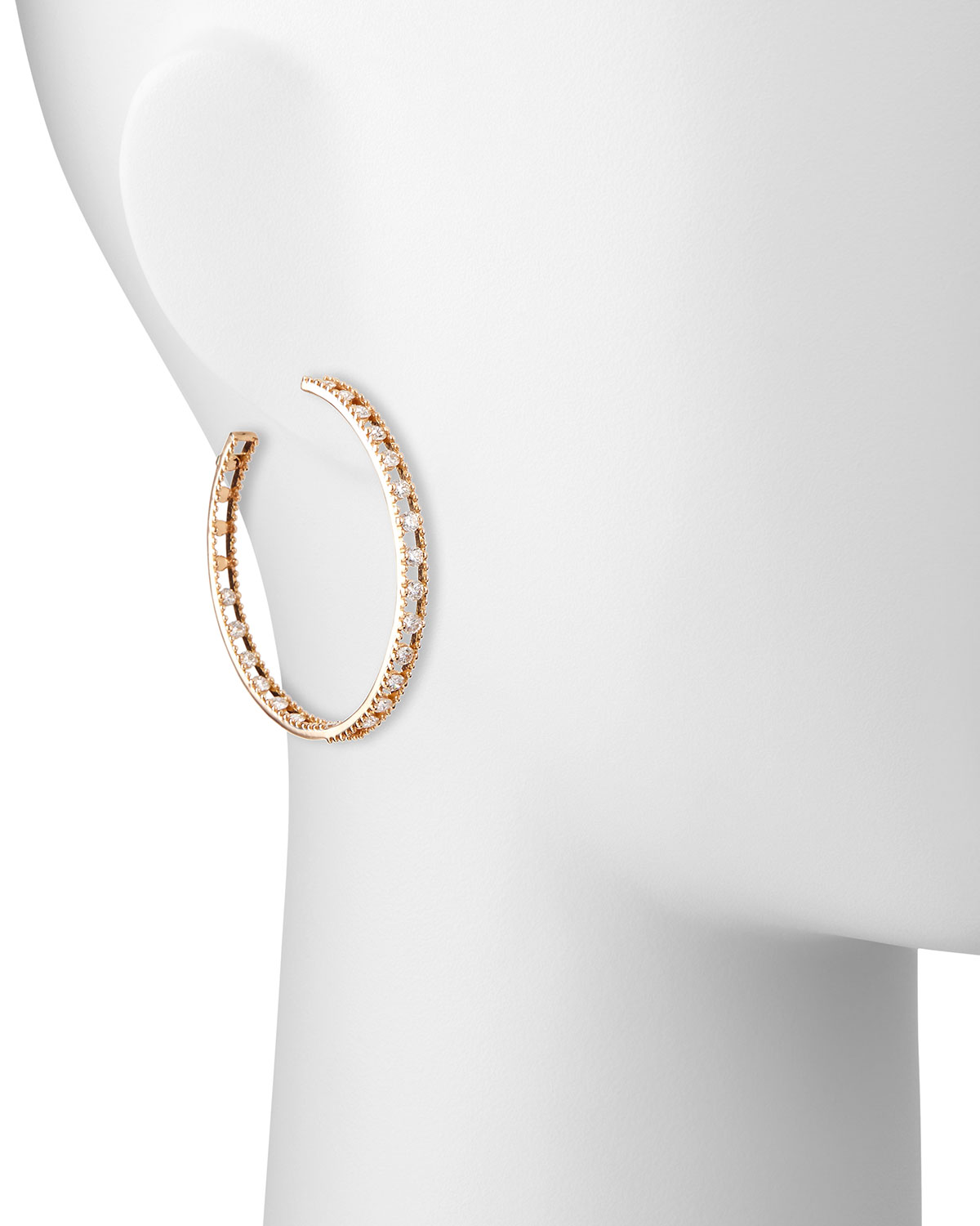 18k Rose Gold Diamond Hoop Earrings