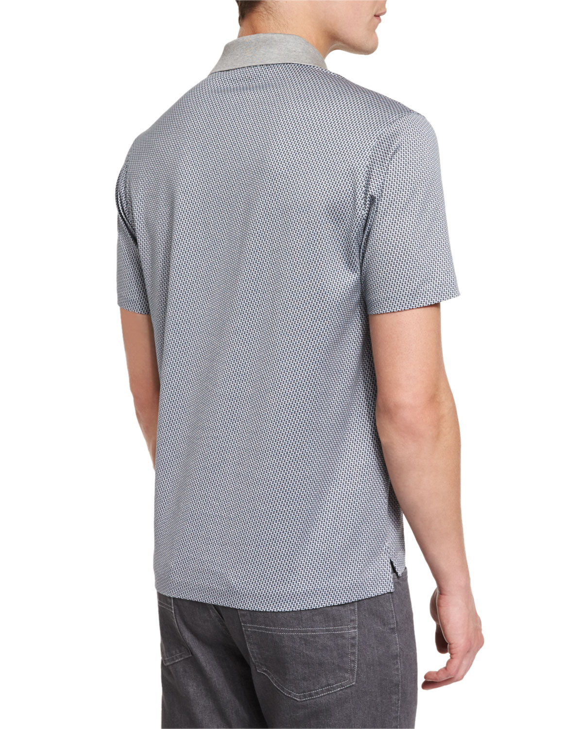 Printed Short-Sleeve Polo Shirt, Gray