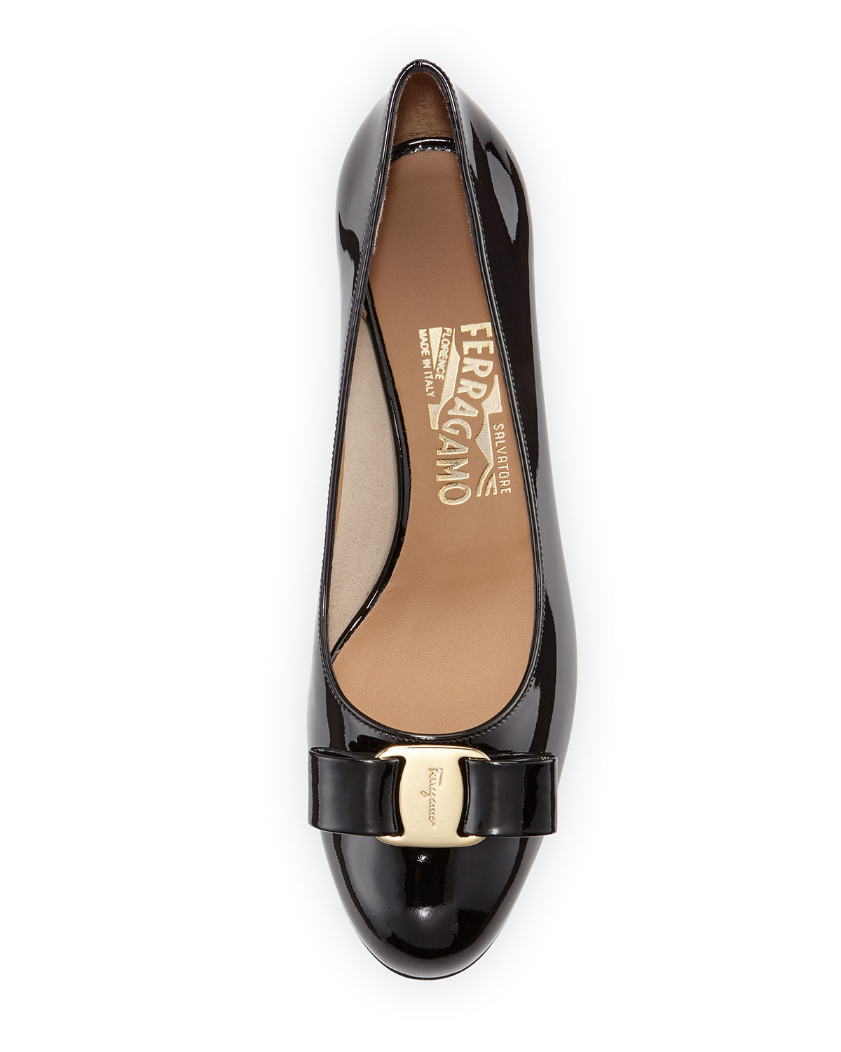 Vara Bow Patent-Leather Pump, Nero