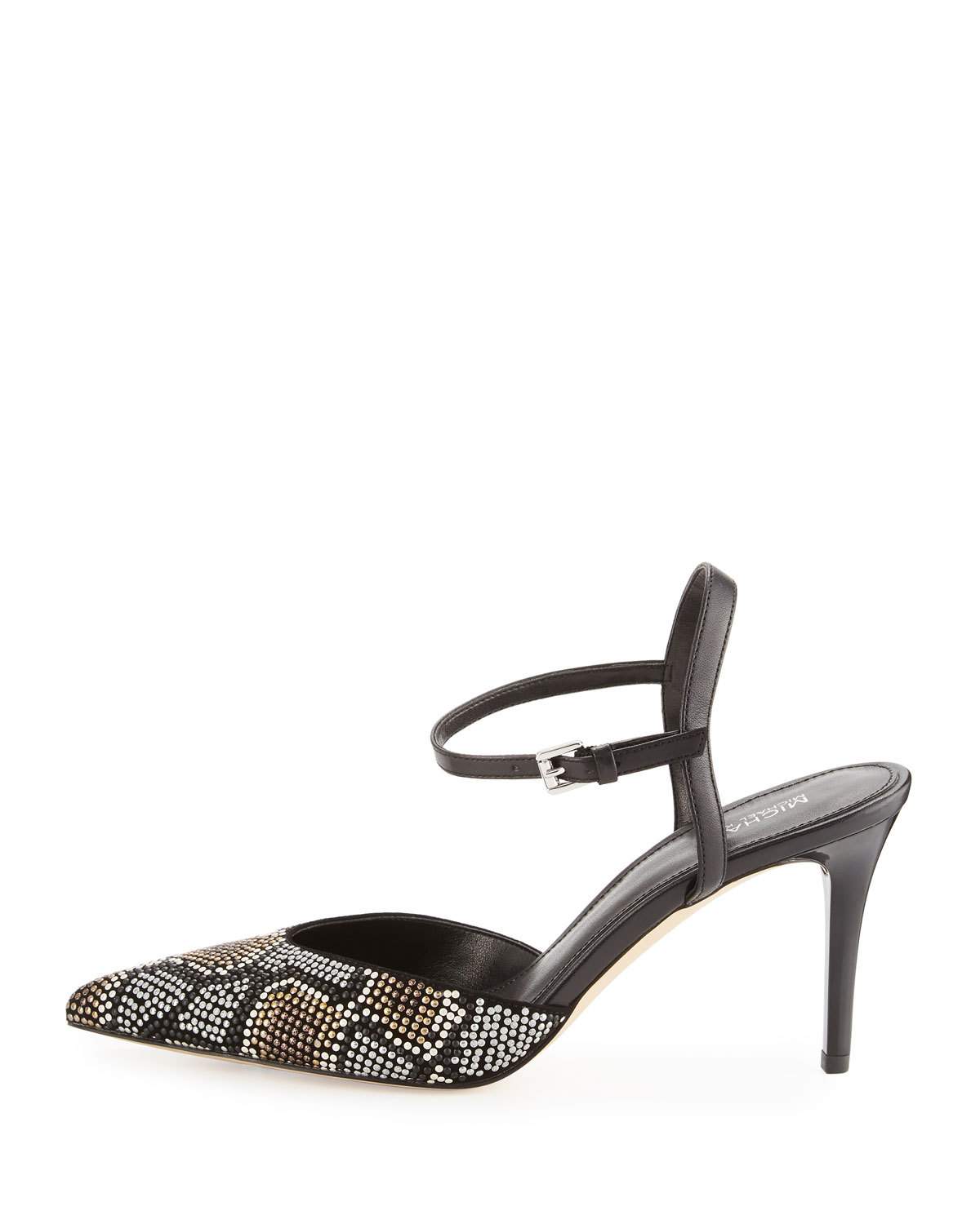 Ciara Beaded Pointed-Toe Pump, Gray/Multi