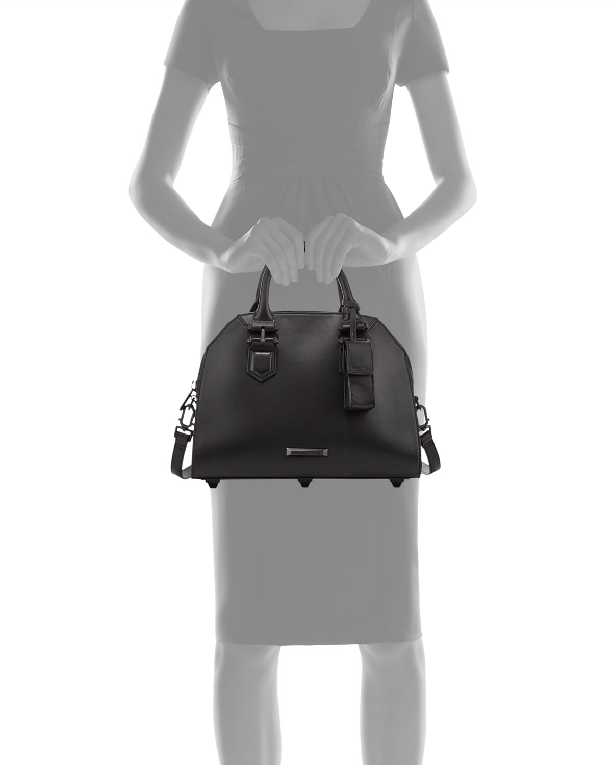 Holly Leather Satchel Bag, Black