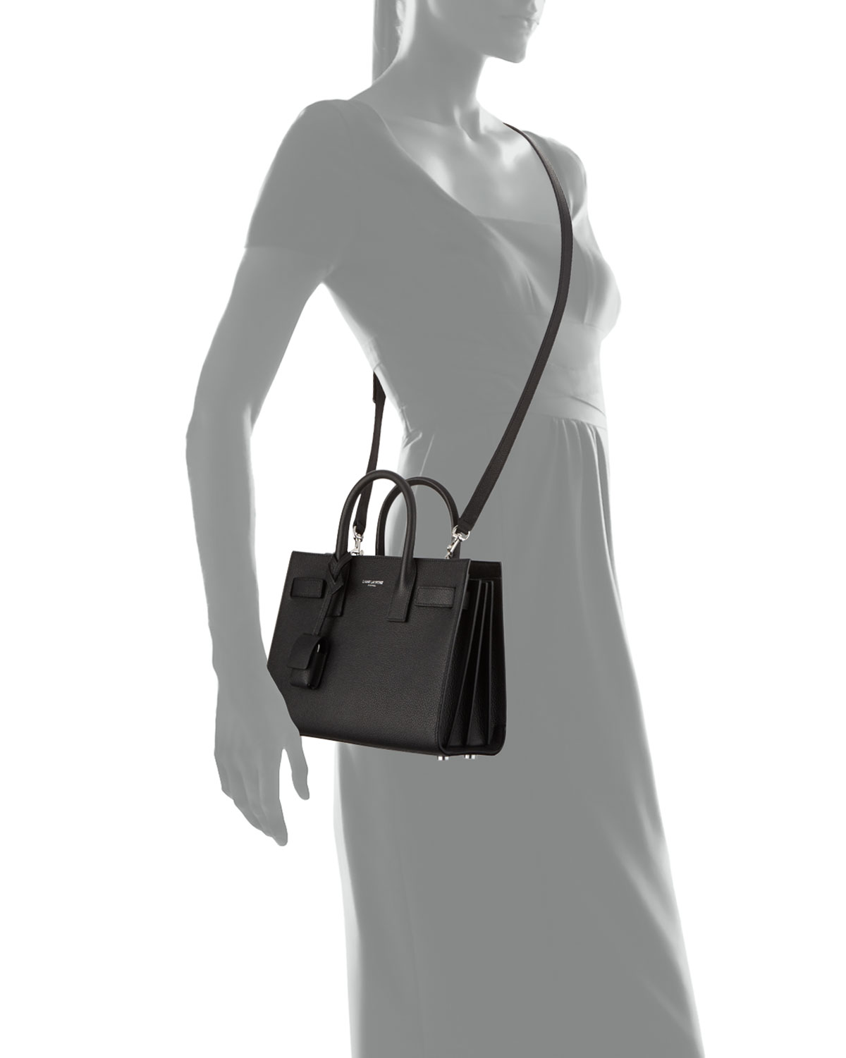 Sac de Jour Nano Leather Satchel Bag, Black