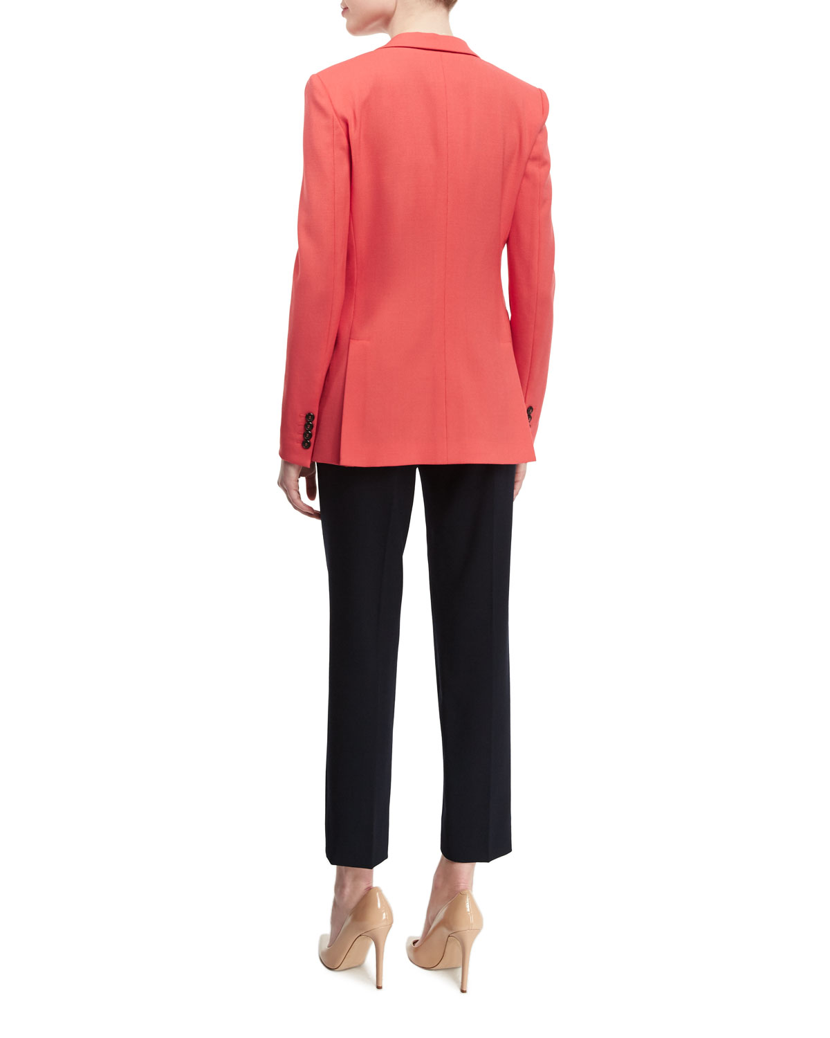 Textured One-Button Slim-Fit Jacket, Matisse Red