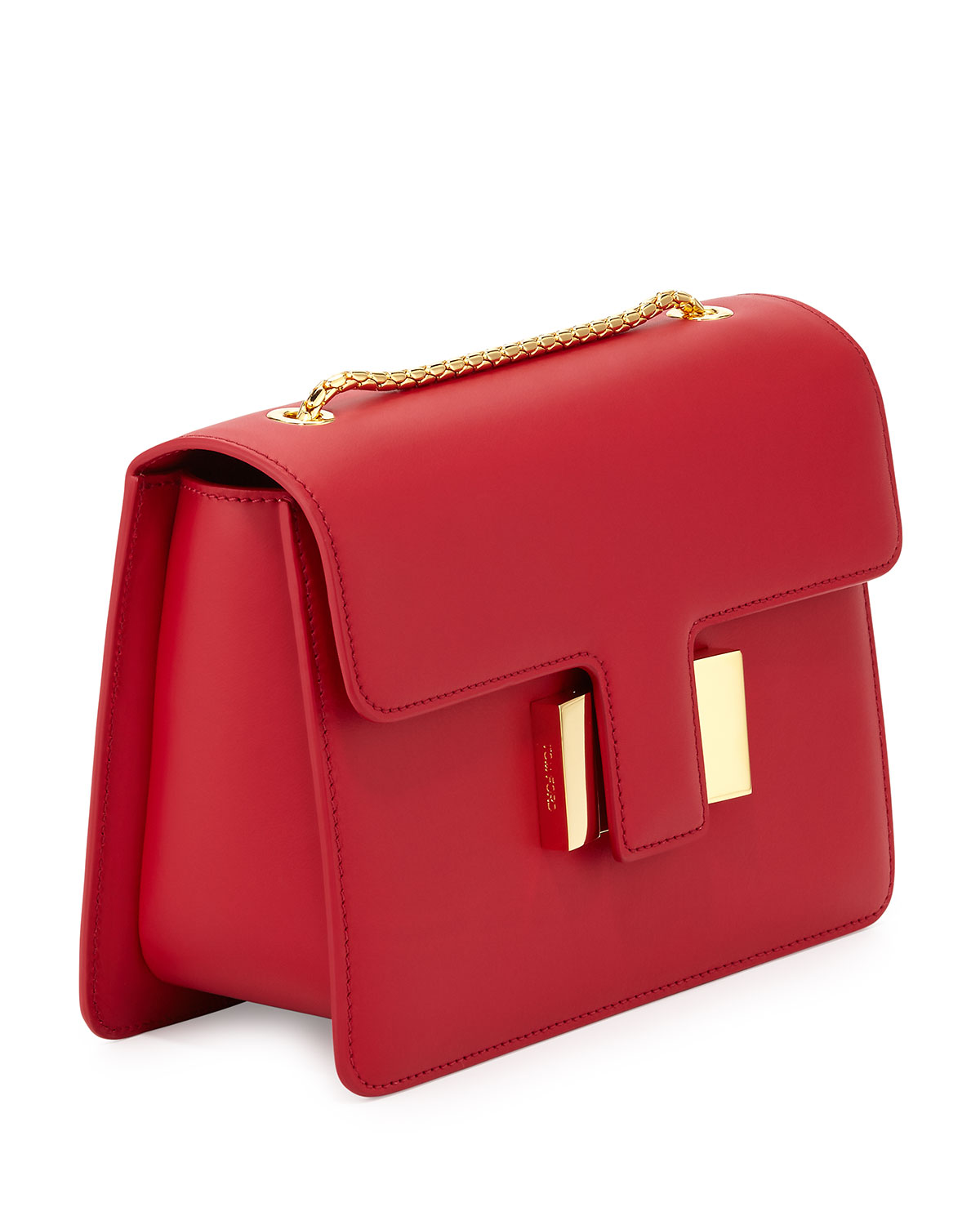 Sienna Medium T-Buckle Leather Shoulder Bag, Red