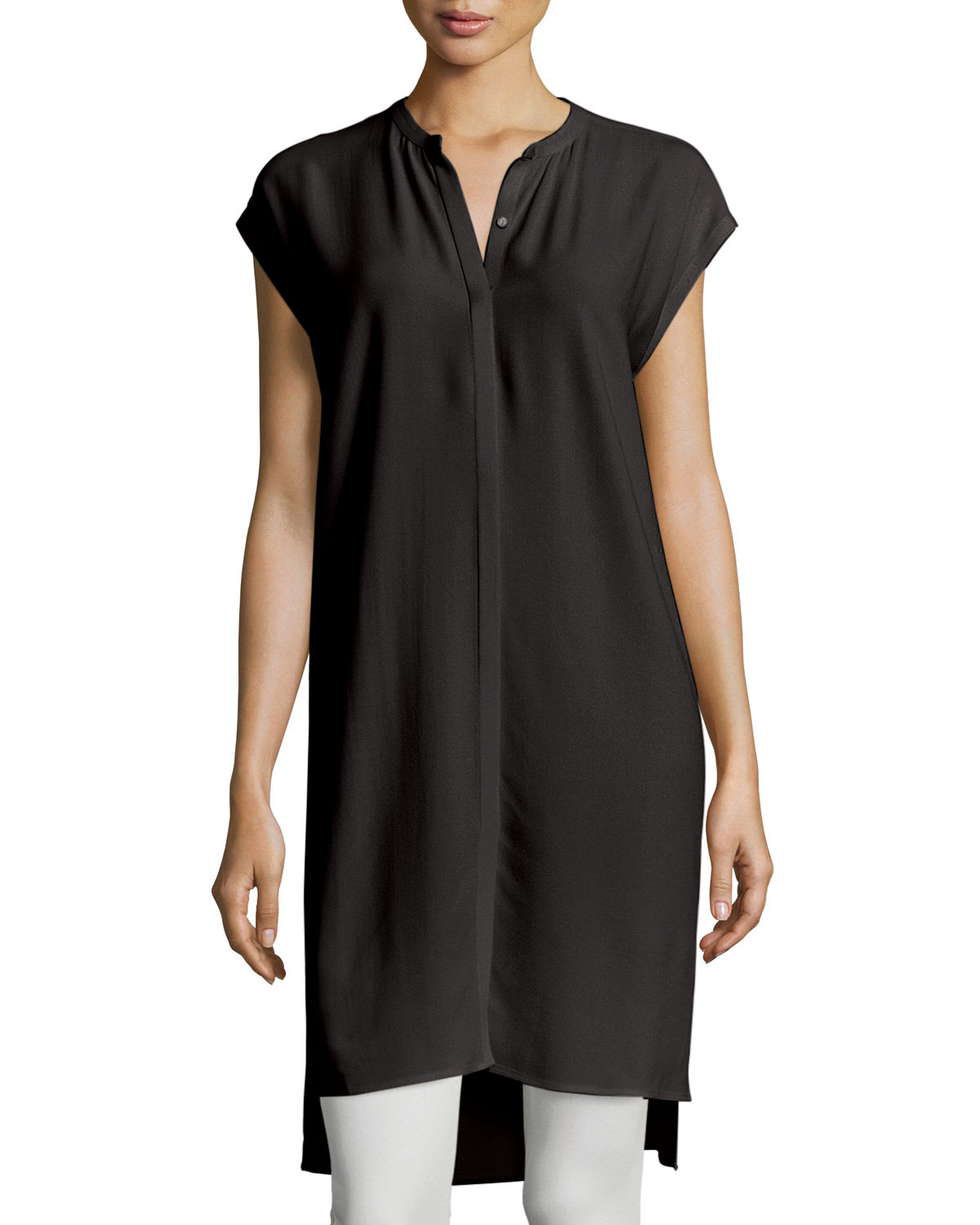 high-low silk georgette layering dress, petite