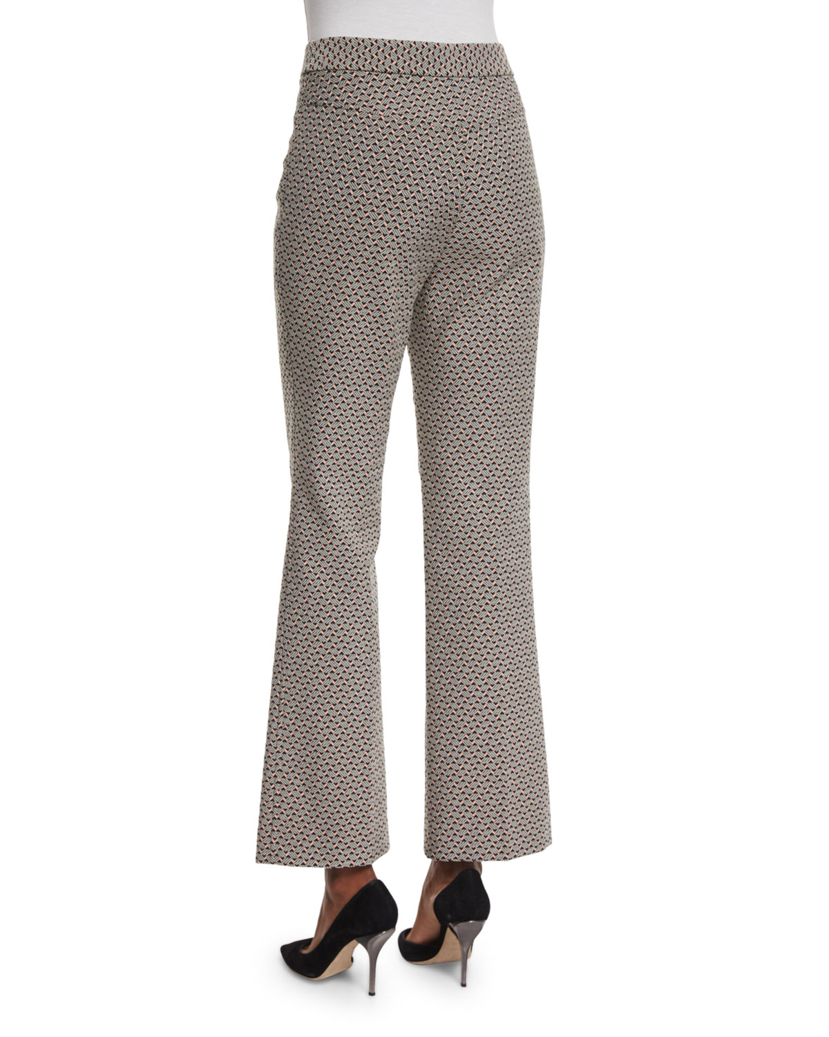 Flare-Leg Cropped Pants, Black/Pink