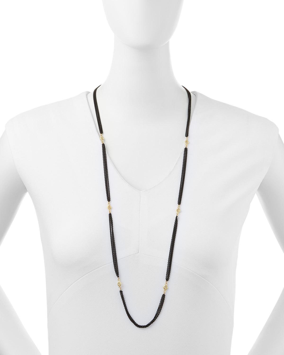 3-Strand Midnight Necklace with Champagne Diamonds, 36"