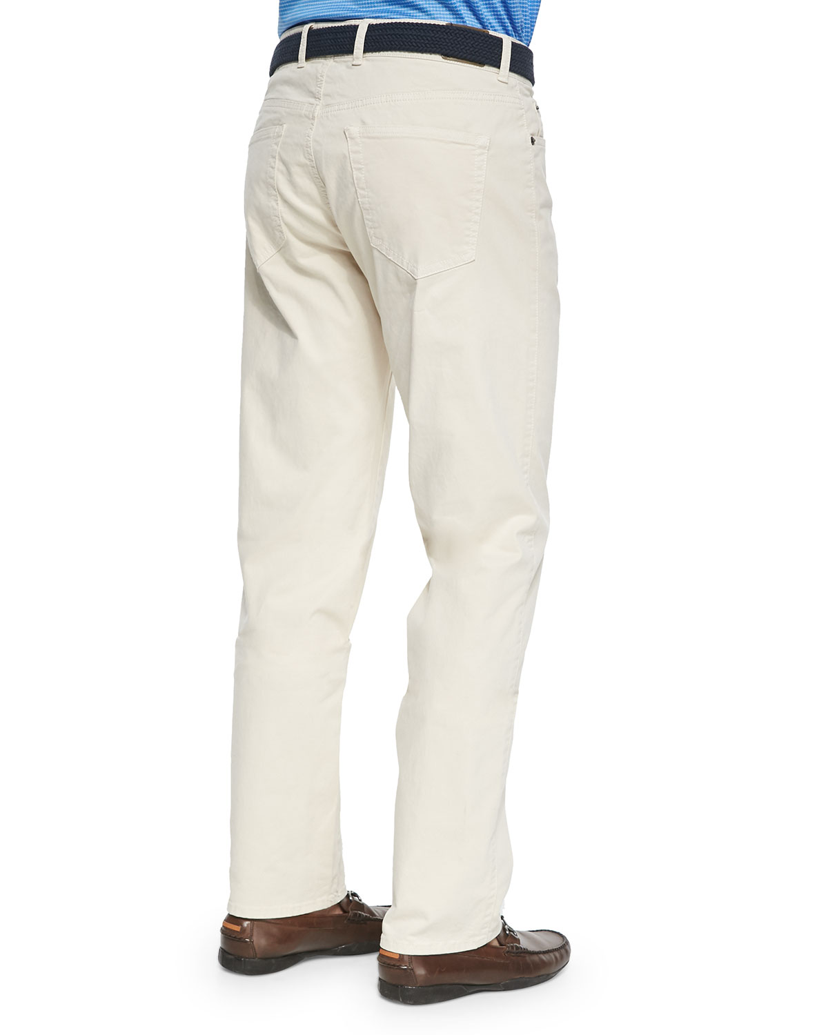 Stretch Five-Pocket Khaki Pants, Beige