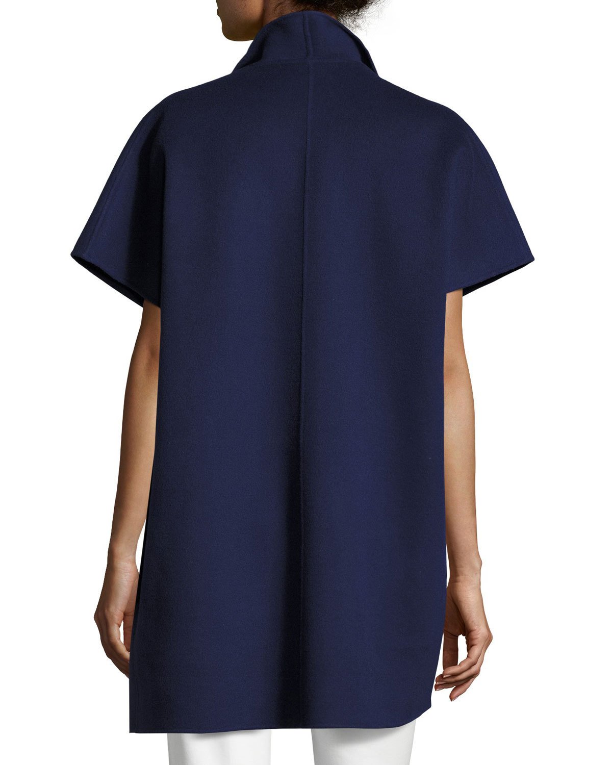 Double-Faced Short-Sleeve Coat, Marino Blue