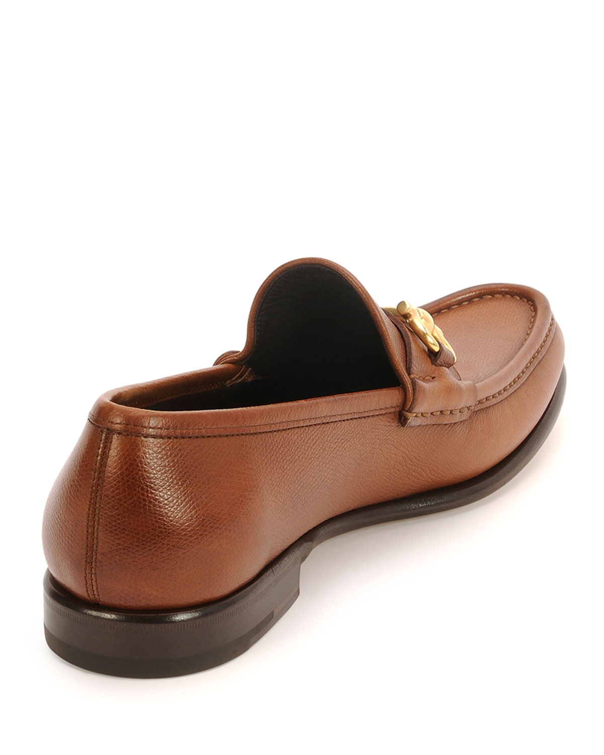 Mason Textured Calfskin Gancini Loafer, Light Brown