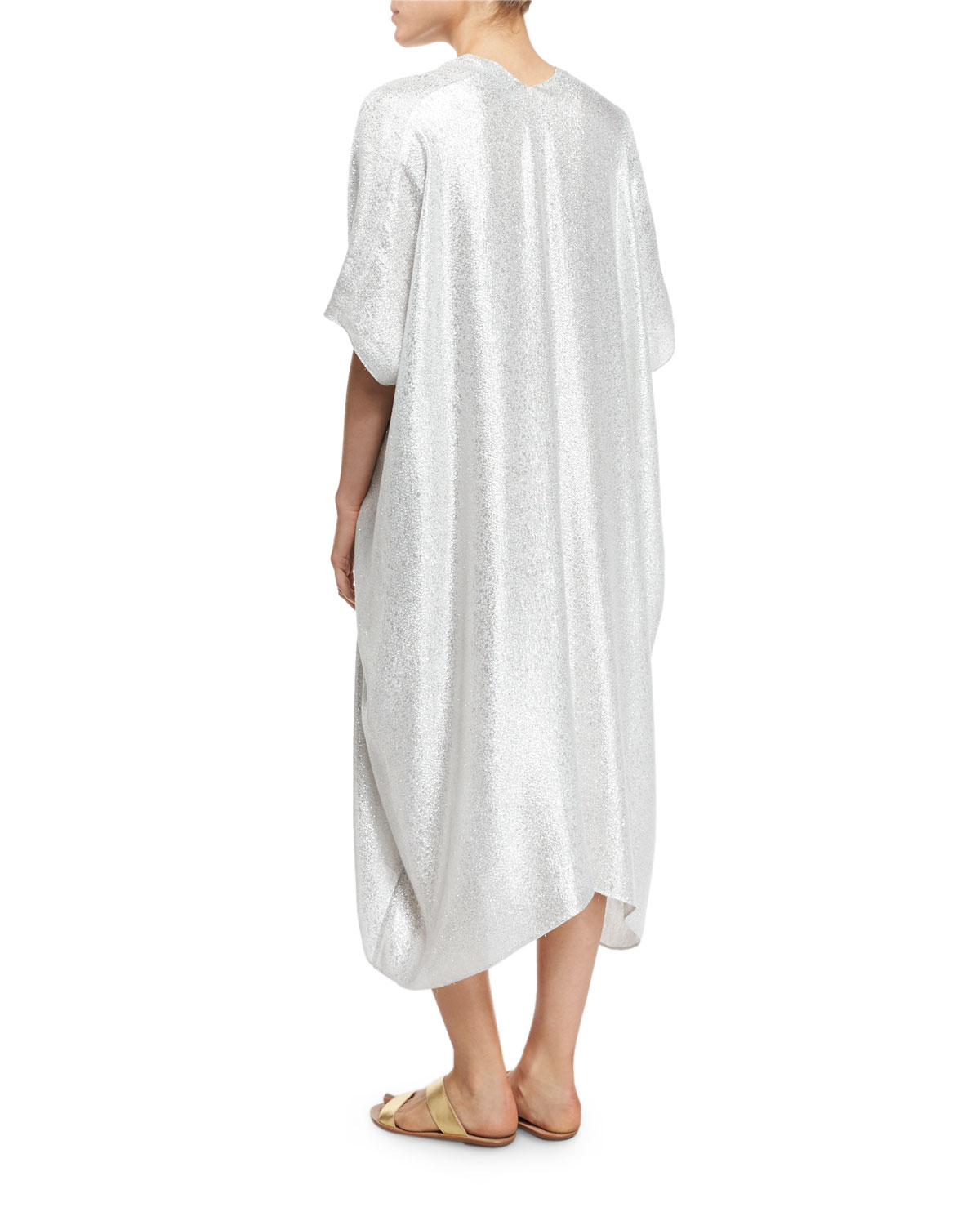 Metallic Boubou/Caftan Coverup, White Metallic