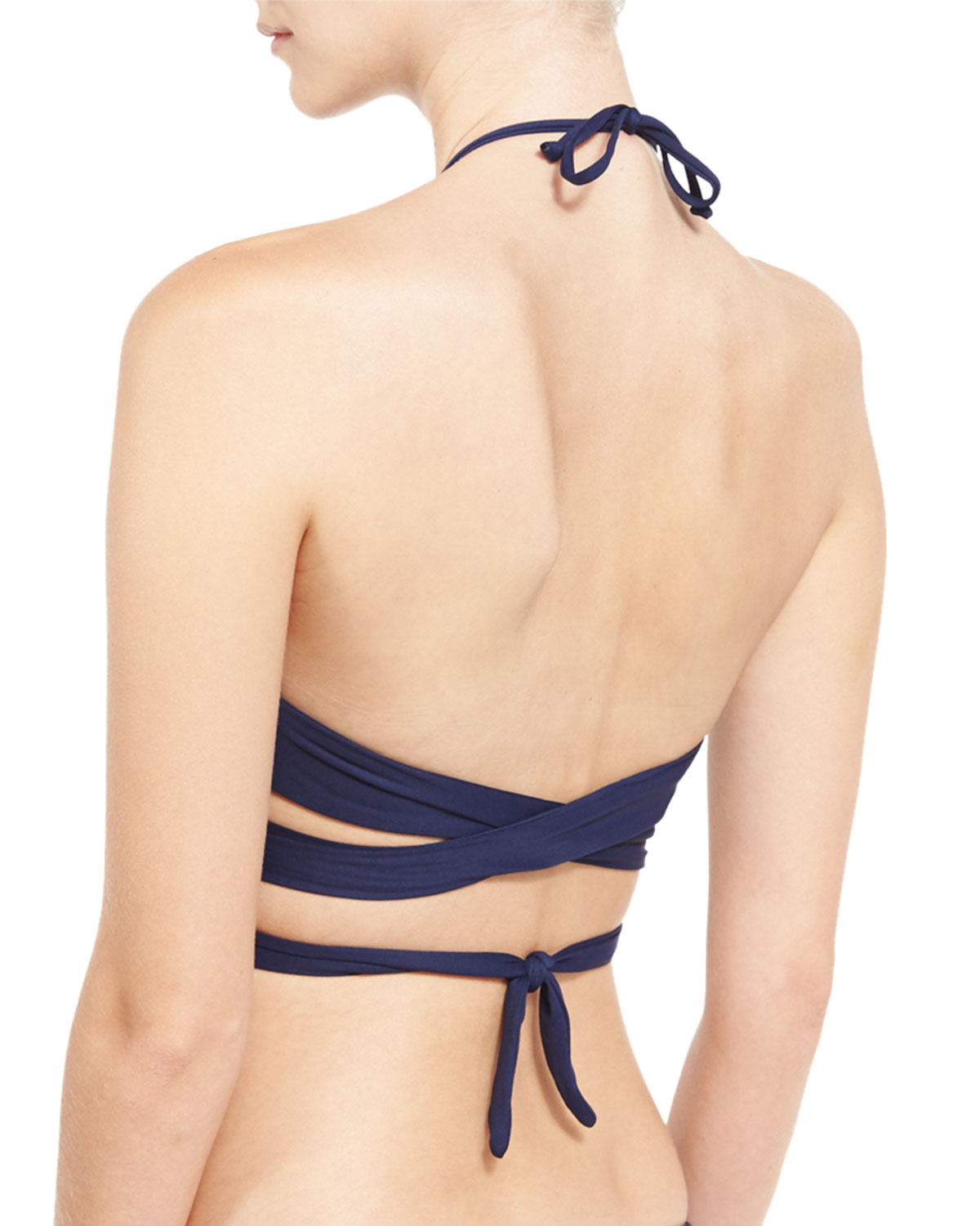 Lizzie Halter Wrap Swim Top, Midnight Blue