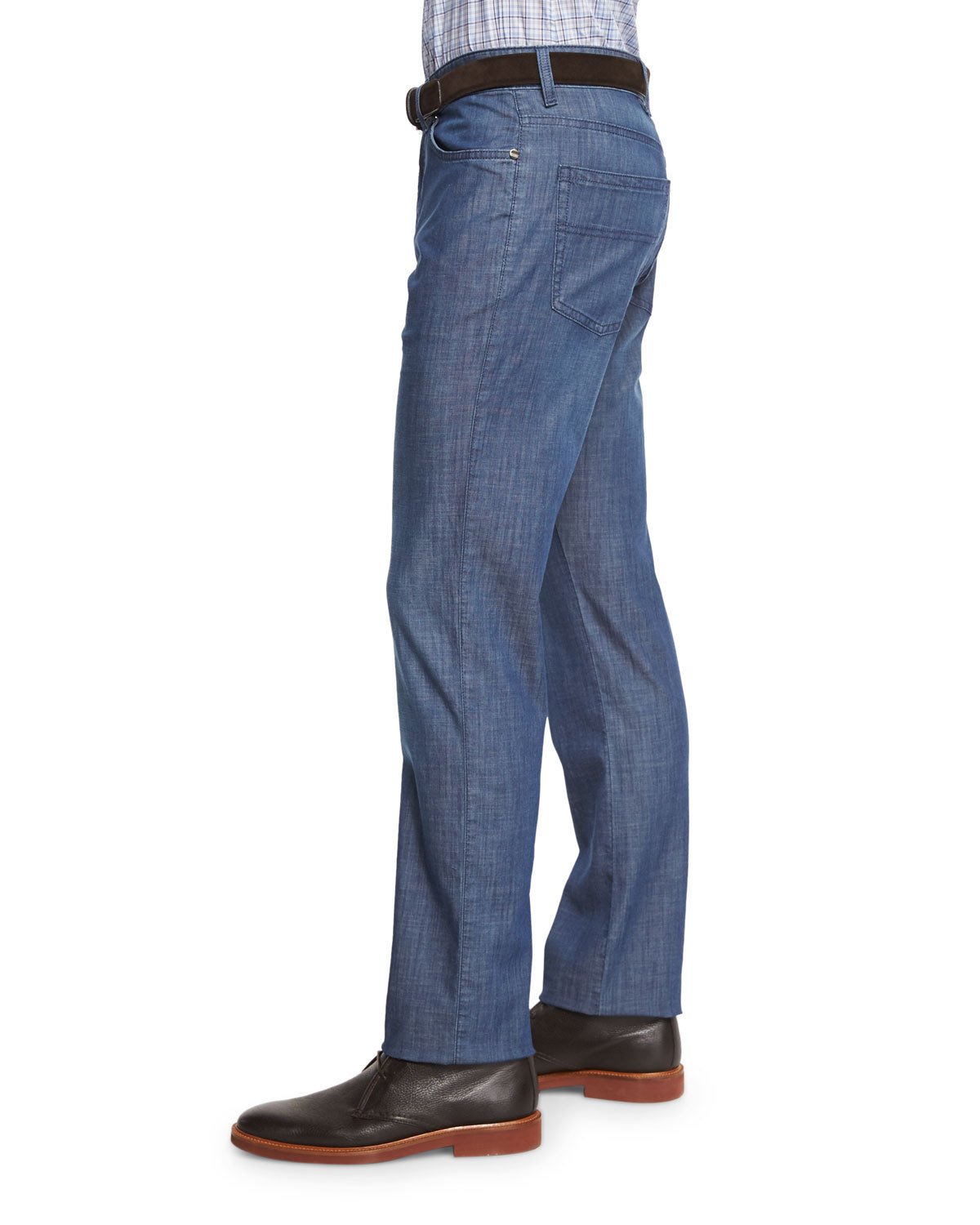 Five-Pocket Dark Wash Jeans, Blue