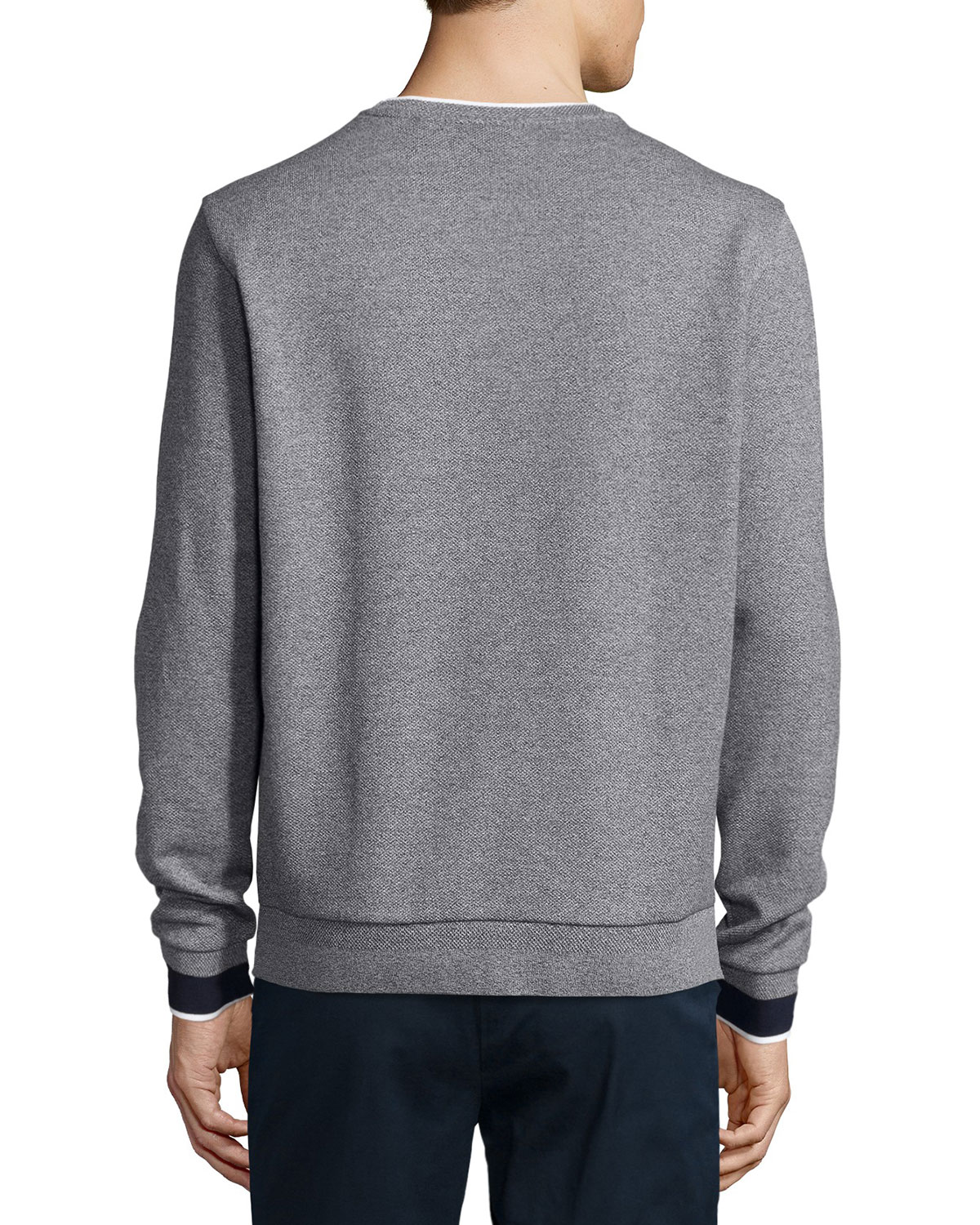 Semi-Fancy Piqué Sweatshirt, Navy Blue Mouline/Navy Blue