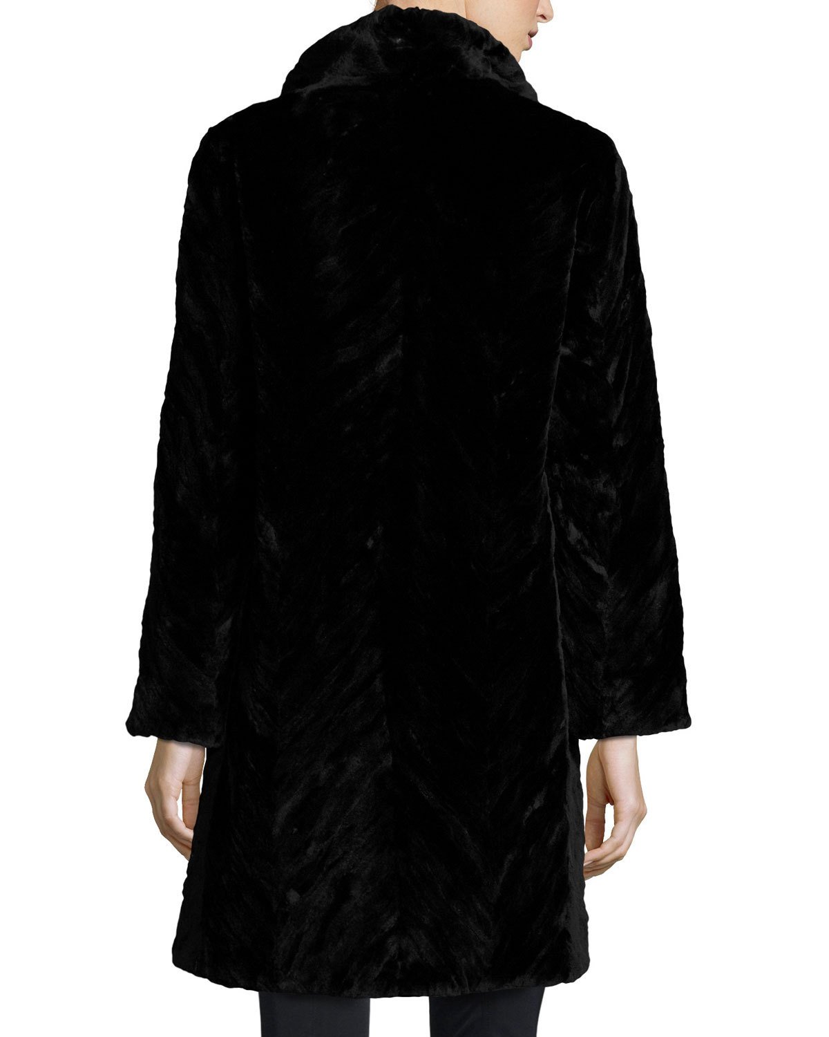 Reversible Mink Fur-Trim Coat, Black