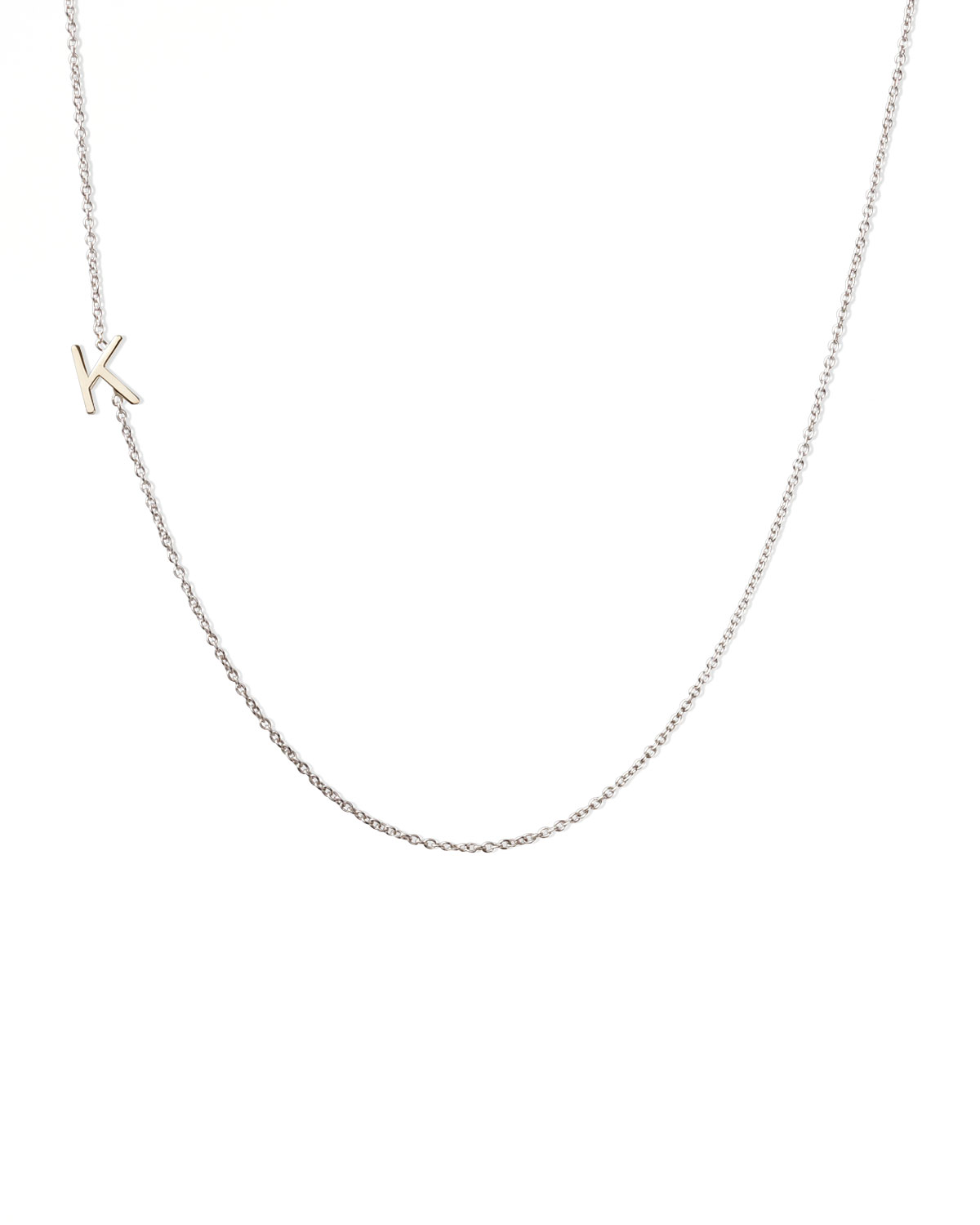 14k White Gold Mini Letter Necklace