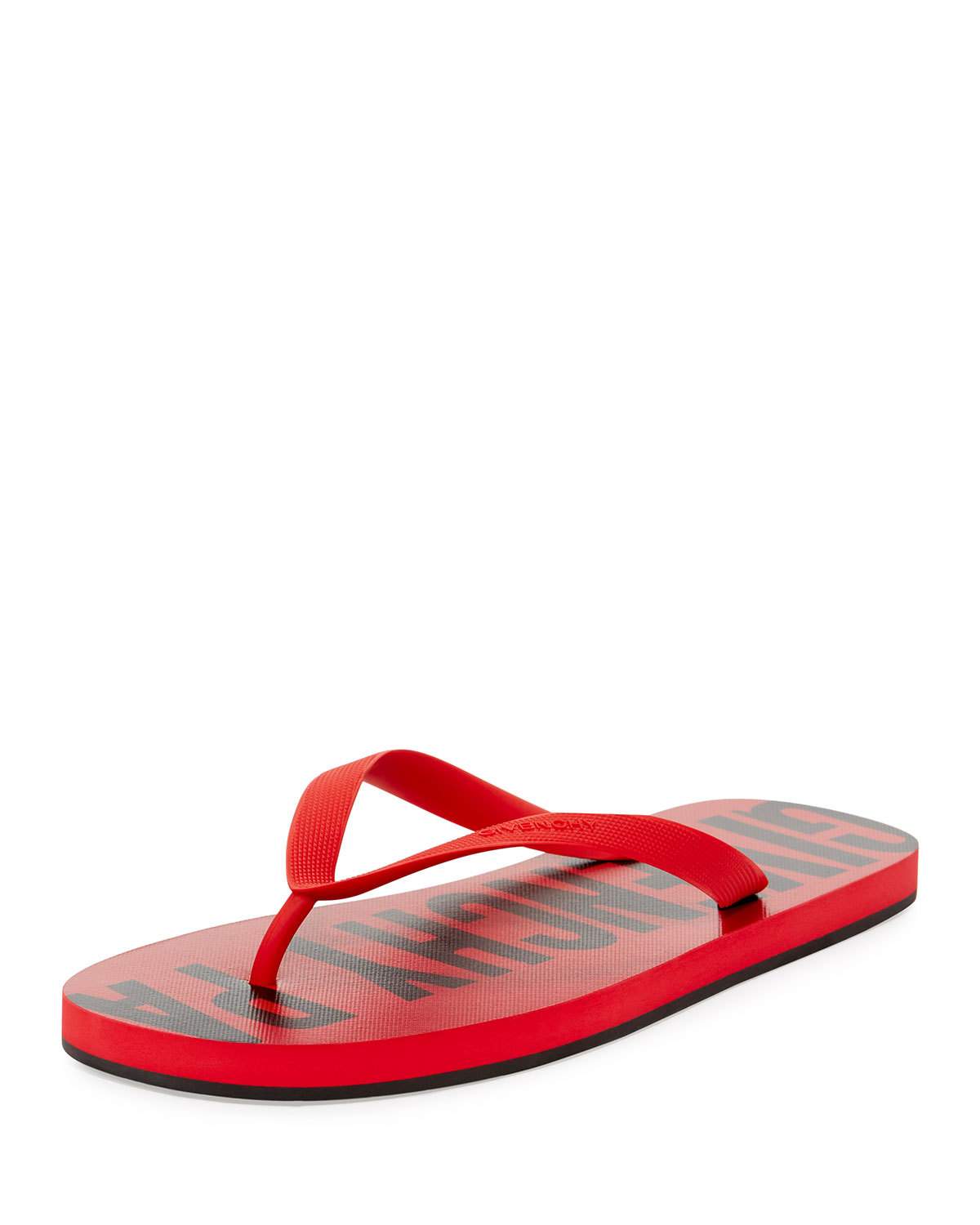 mens rubber logo flip flop, red