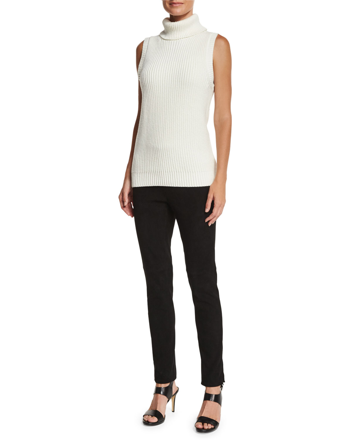 Hutton Suede Skinny Pants, Black