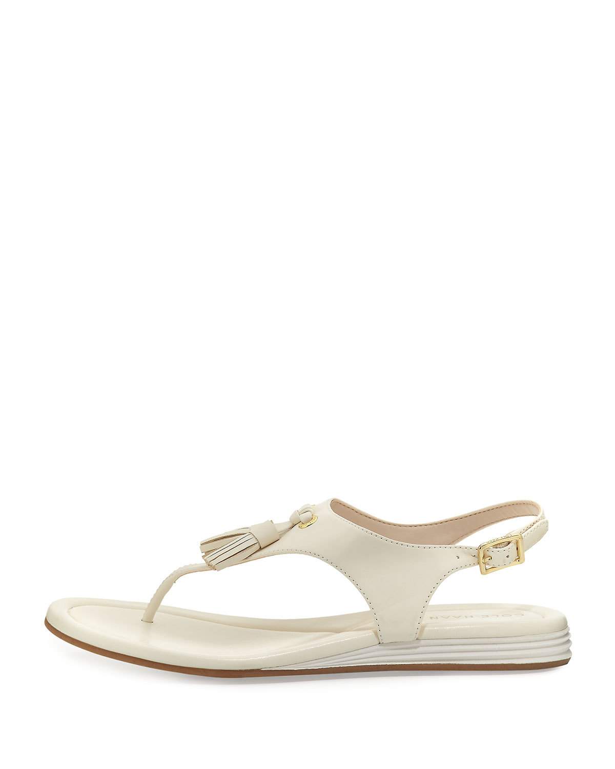 Rona Grand Tassel Thong Sandal, Ivory