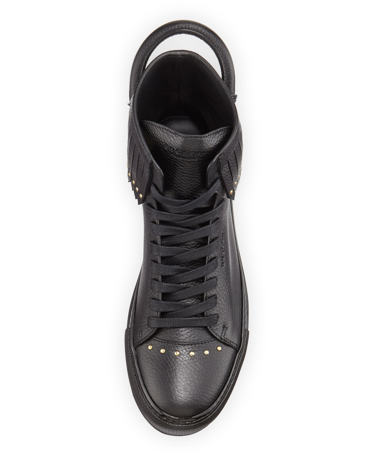 125mm Leather High-Top Sneaker with Fringe