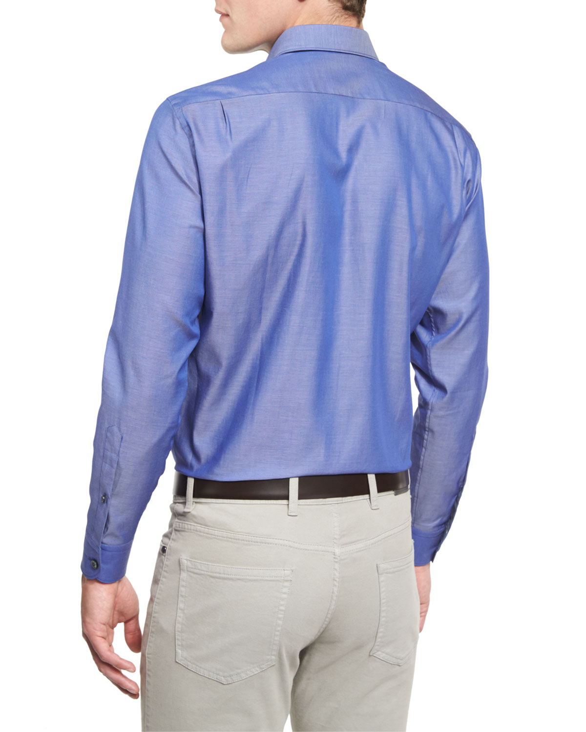 Polished Solid Long-Sleeve Sport Shirt, Blue