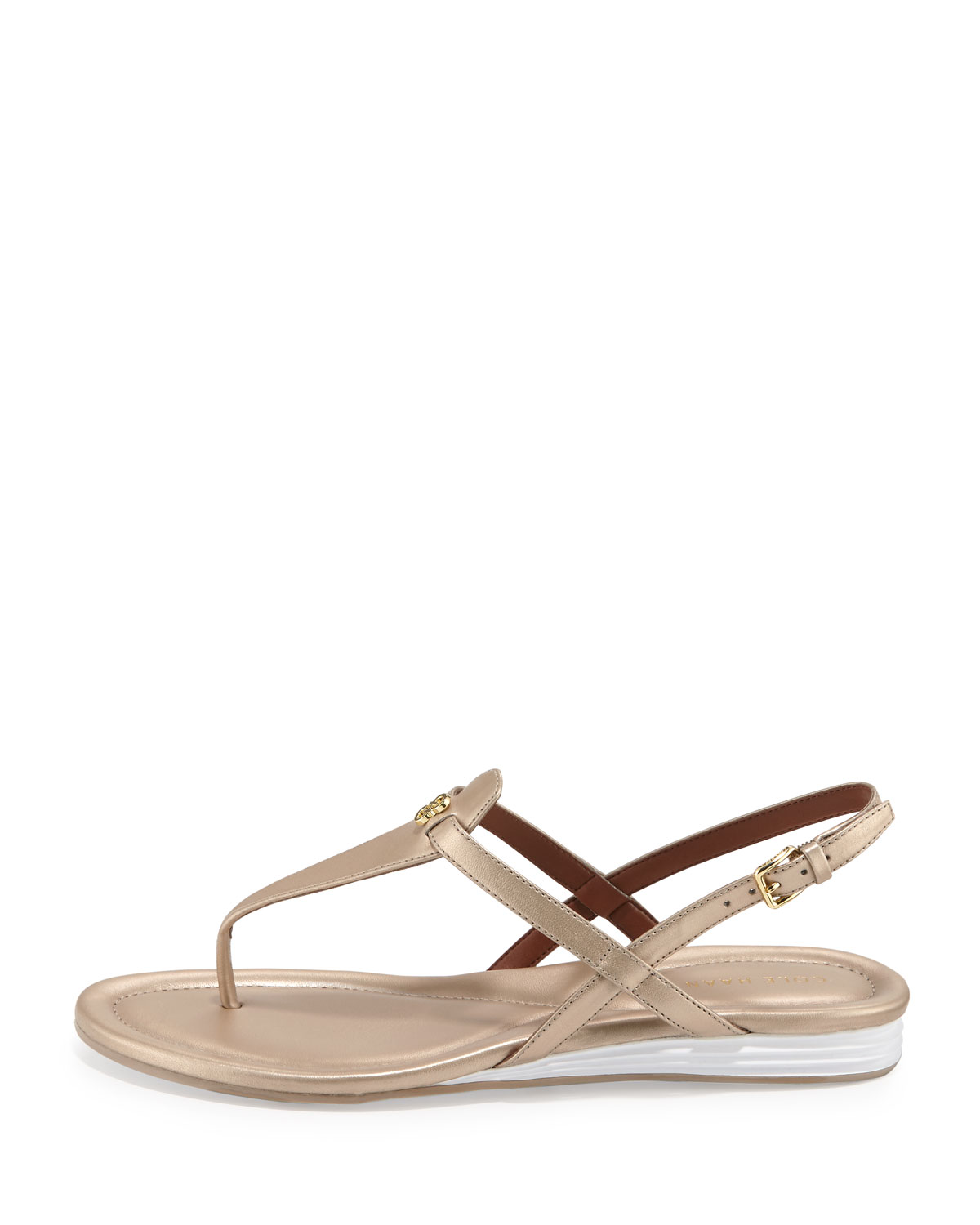 Violette II Leather T-Strap Sandal, Soft Gold