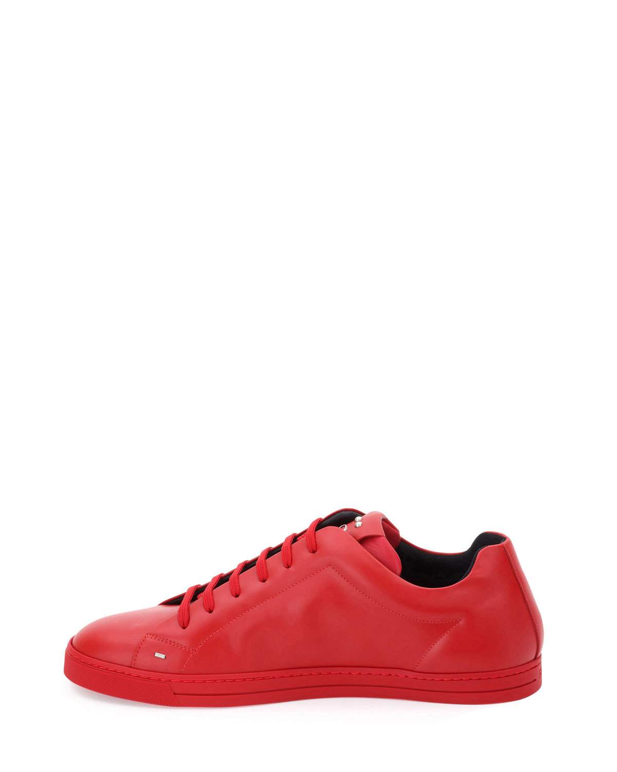 Men's Face Leather Low-Top Sneaker, Red