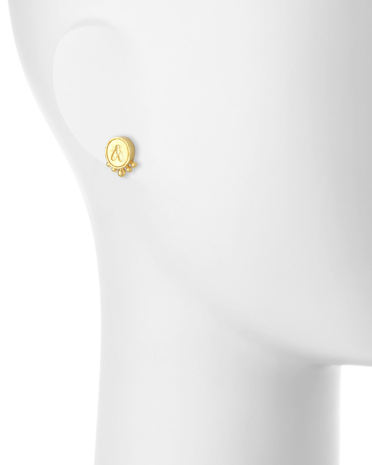 Small Bee 19K Gold Button Earrings