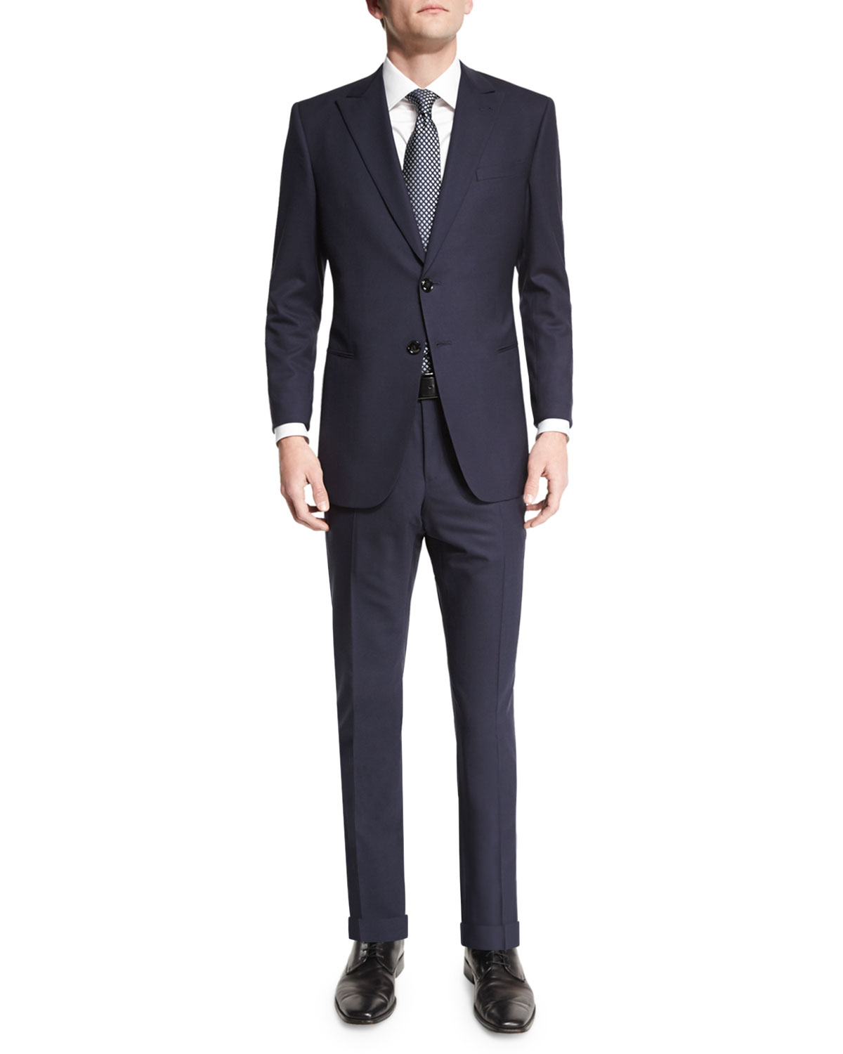 Giorgio Armani Taylor Textured Herringbone Wool Suit, Navy海淘返利| 米饭粒返利网