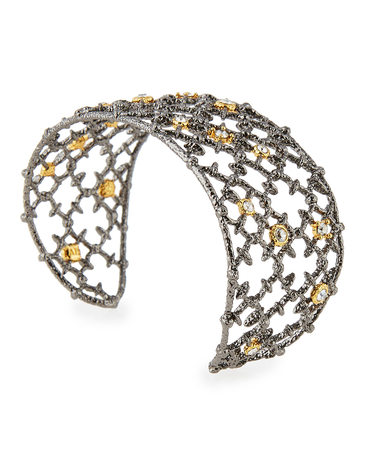 Crystal-Studded Wire-Lace Spur Cuff Bracelet