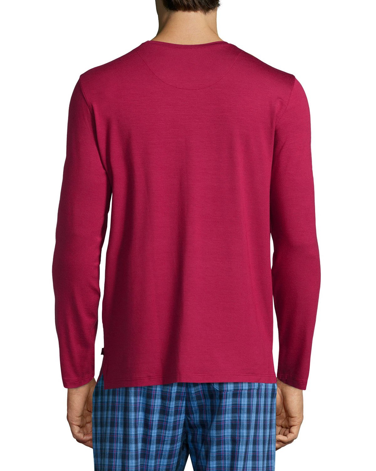 Solid Long-Sleeve Jersey Lounge Tee, Ruby