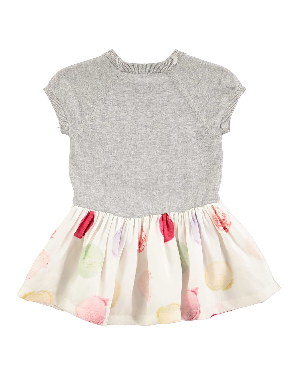 Calias Raglan Mixed-Media Dress, White/Gray, Size 12-24 Months