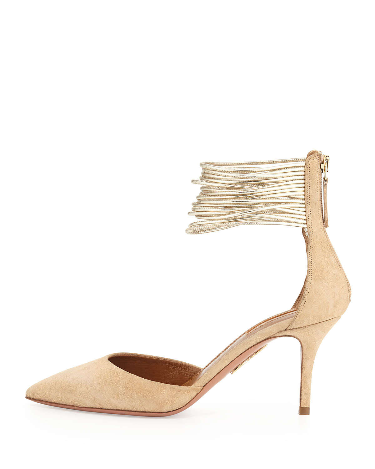 Hello Lover Ankle-Cuff 75mm Pump, Nude