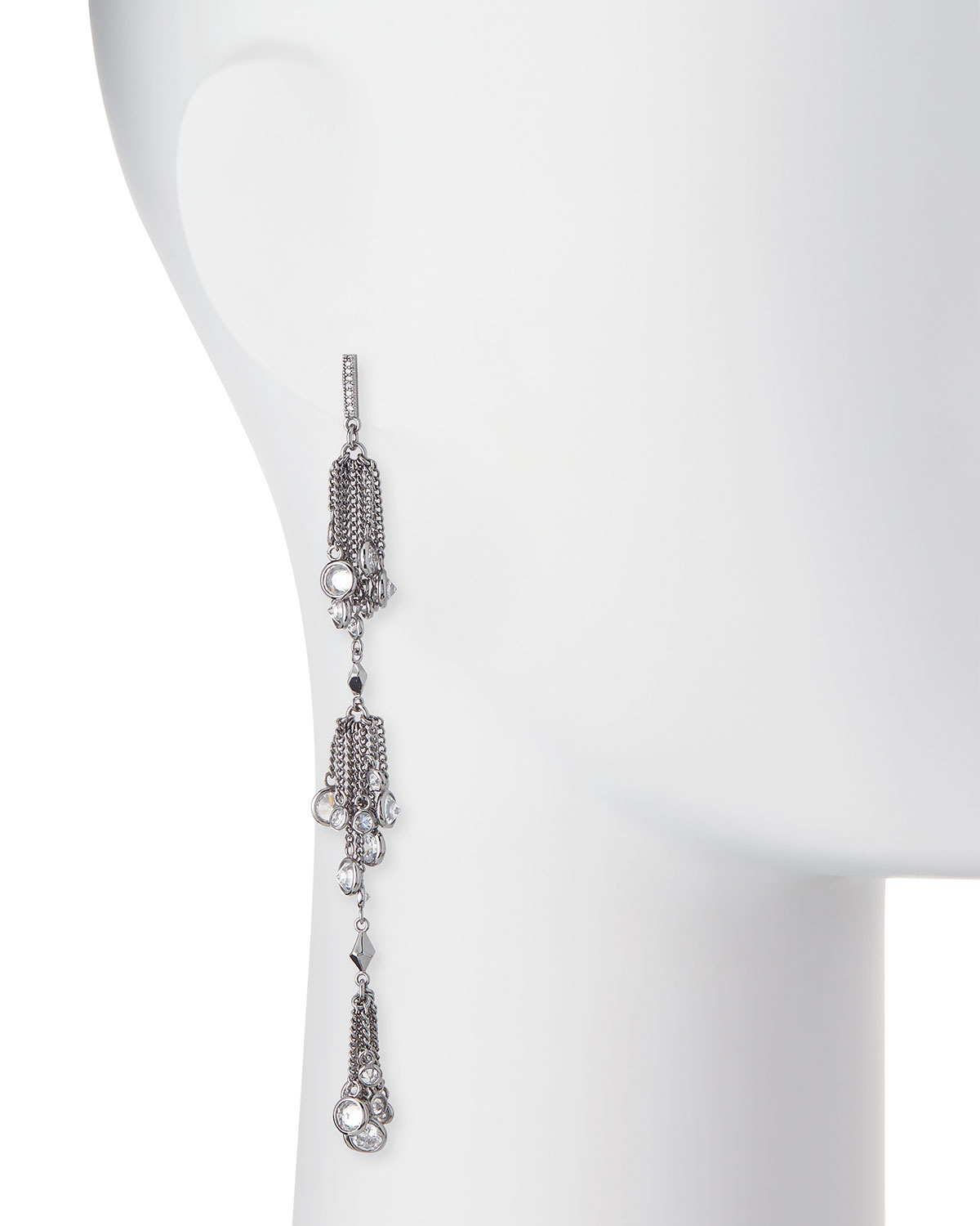 Tallulah Crystal Chain Drop Earrings, Gray Metallic