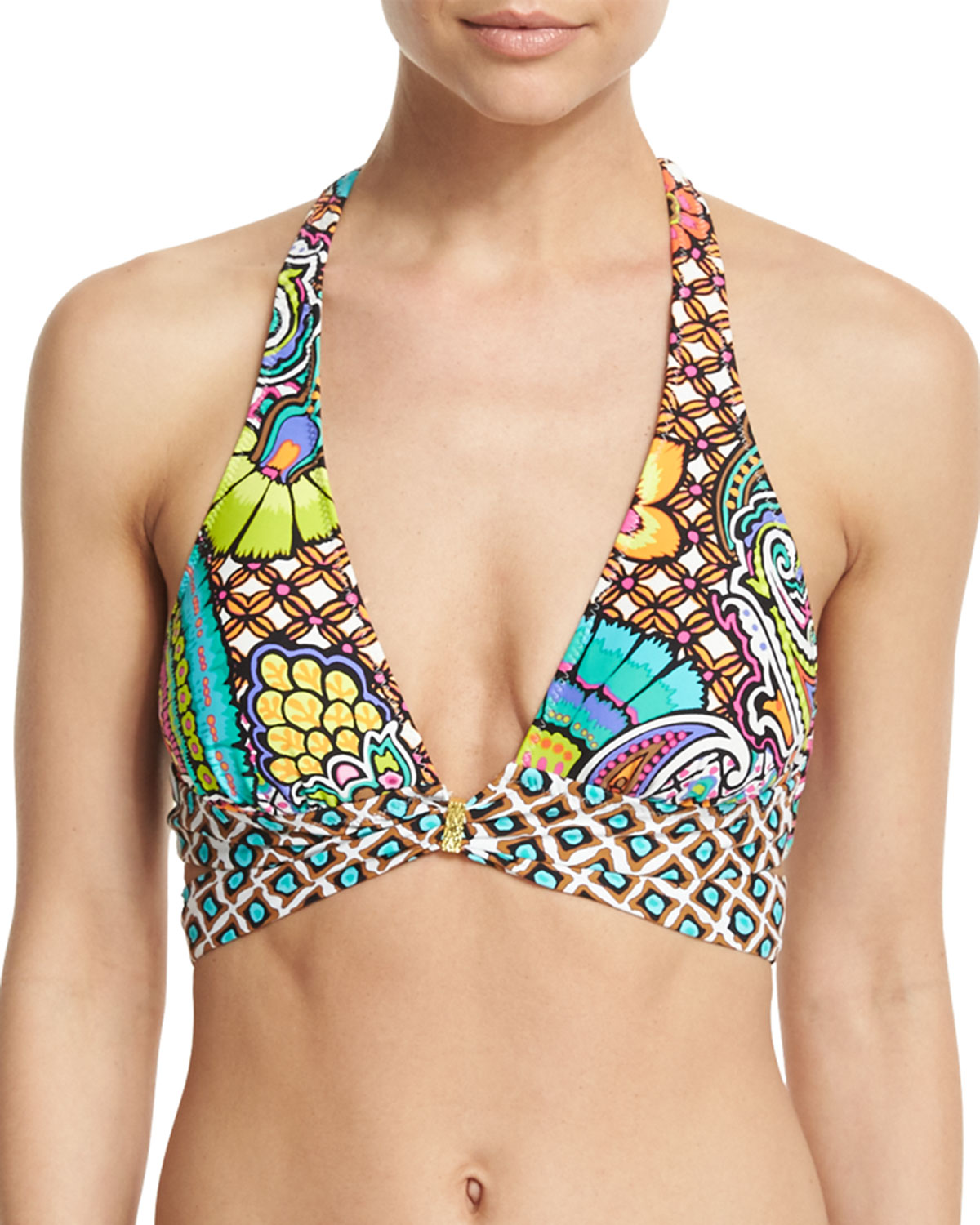 Madagascar Paisley-Print Halter Swim Top