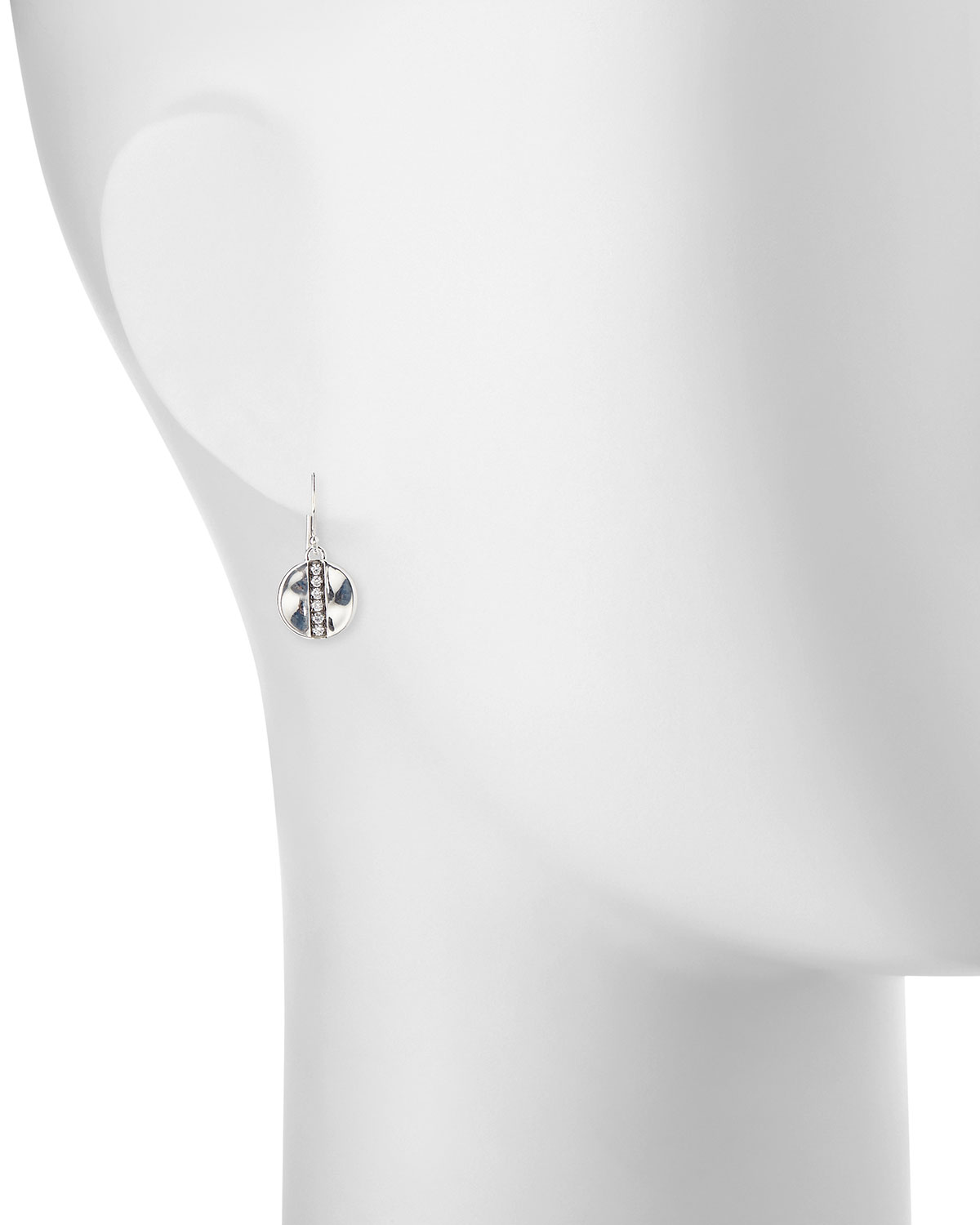 Sterling Silver Senso Mini Disc Drop Earrings with Diamonds