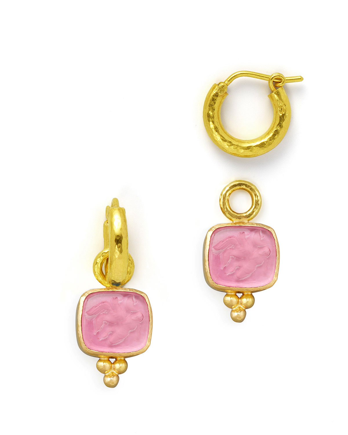 Pink Pegasus, Goddess & Moon Intaglio Earring Pendants