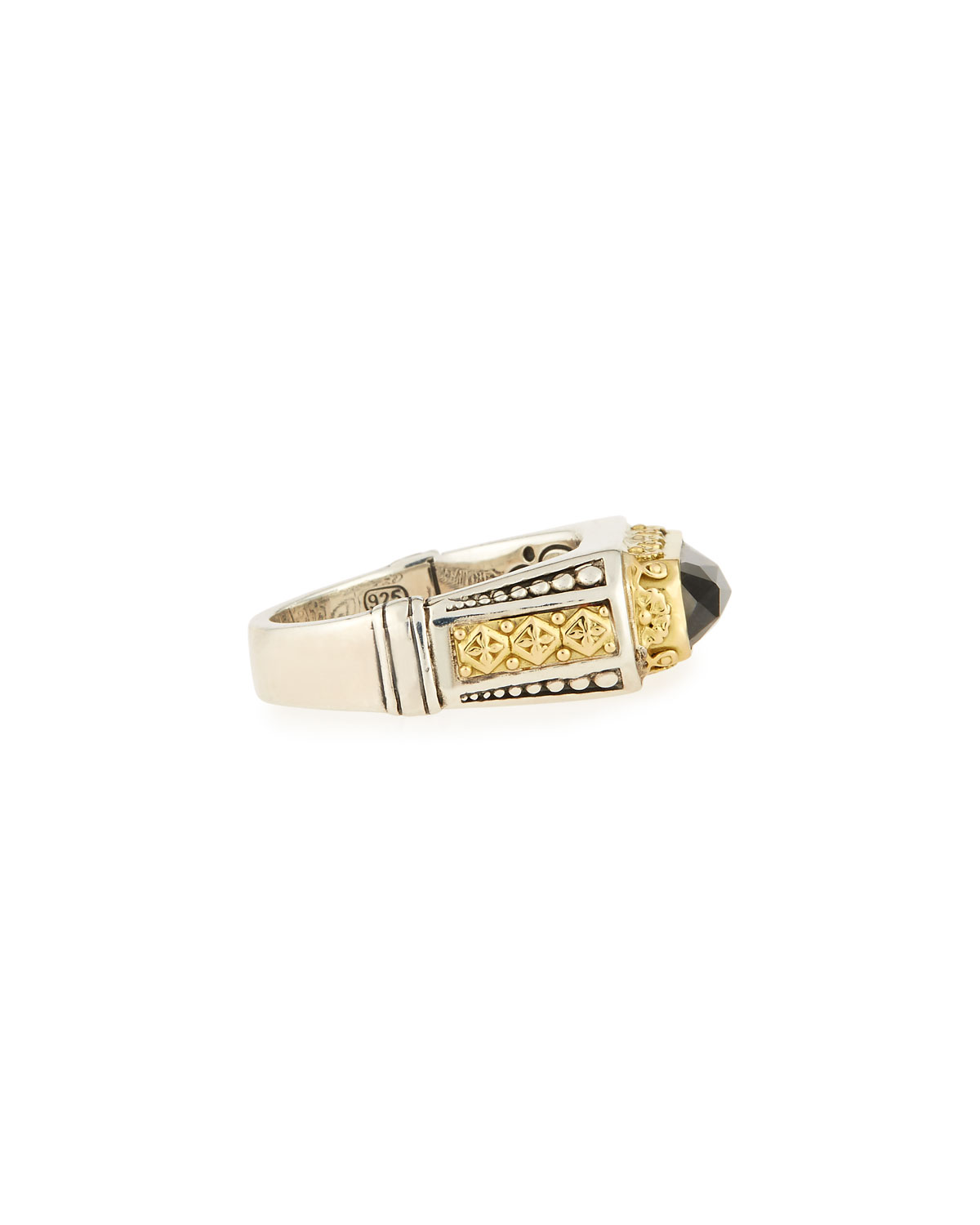 Slim 18K & Sterling Silver East-West Spectrolite Ring