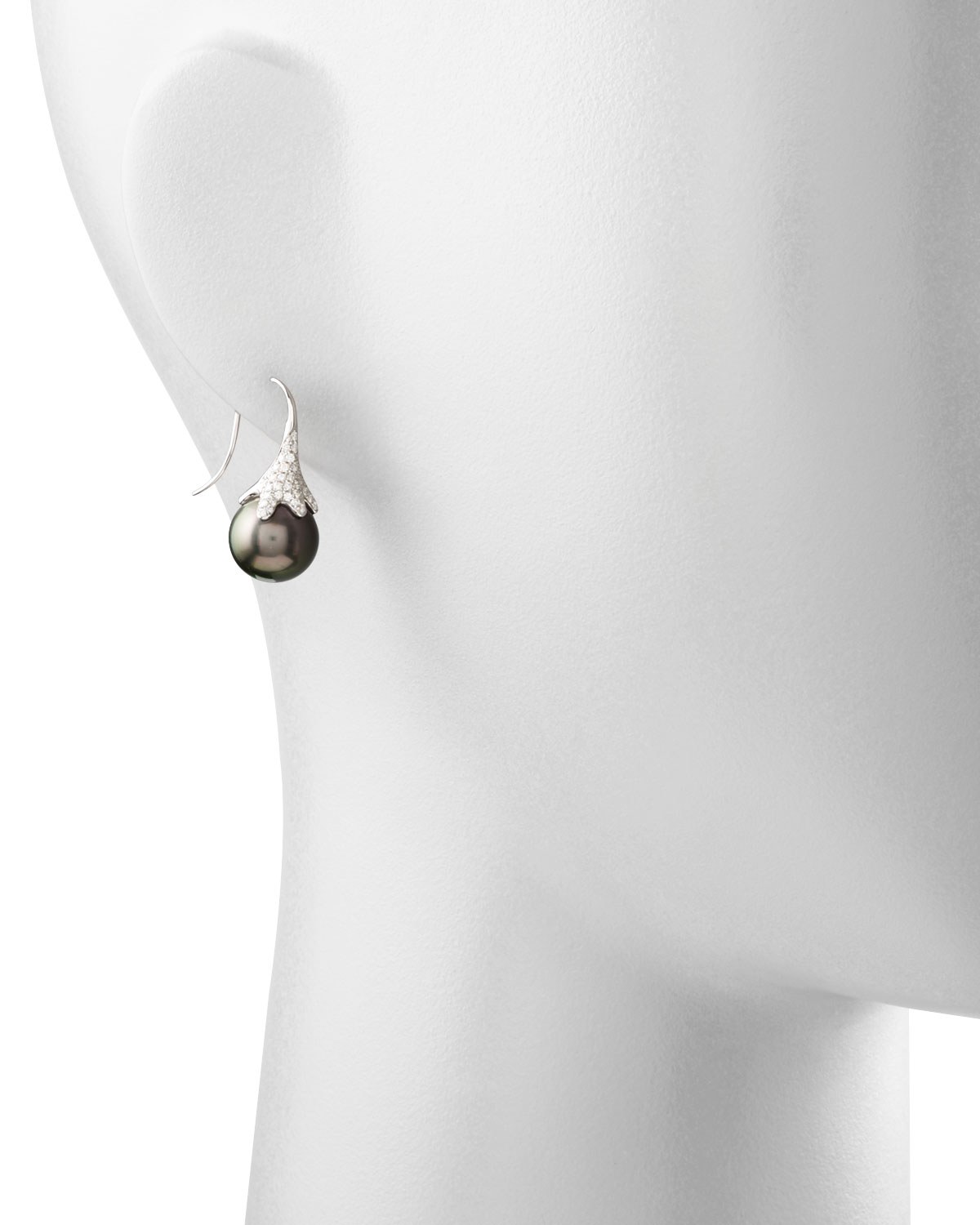 Gray South Sea Pearl & Diamond Drop Earrings, 0.56ct